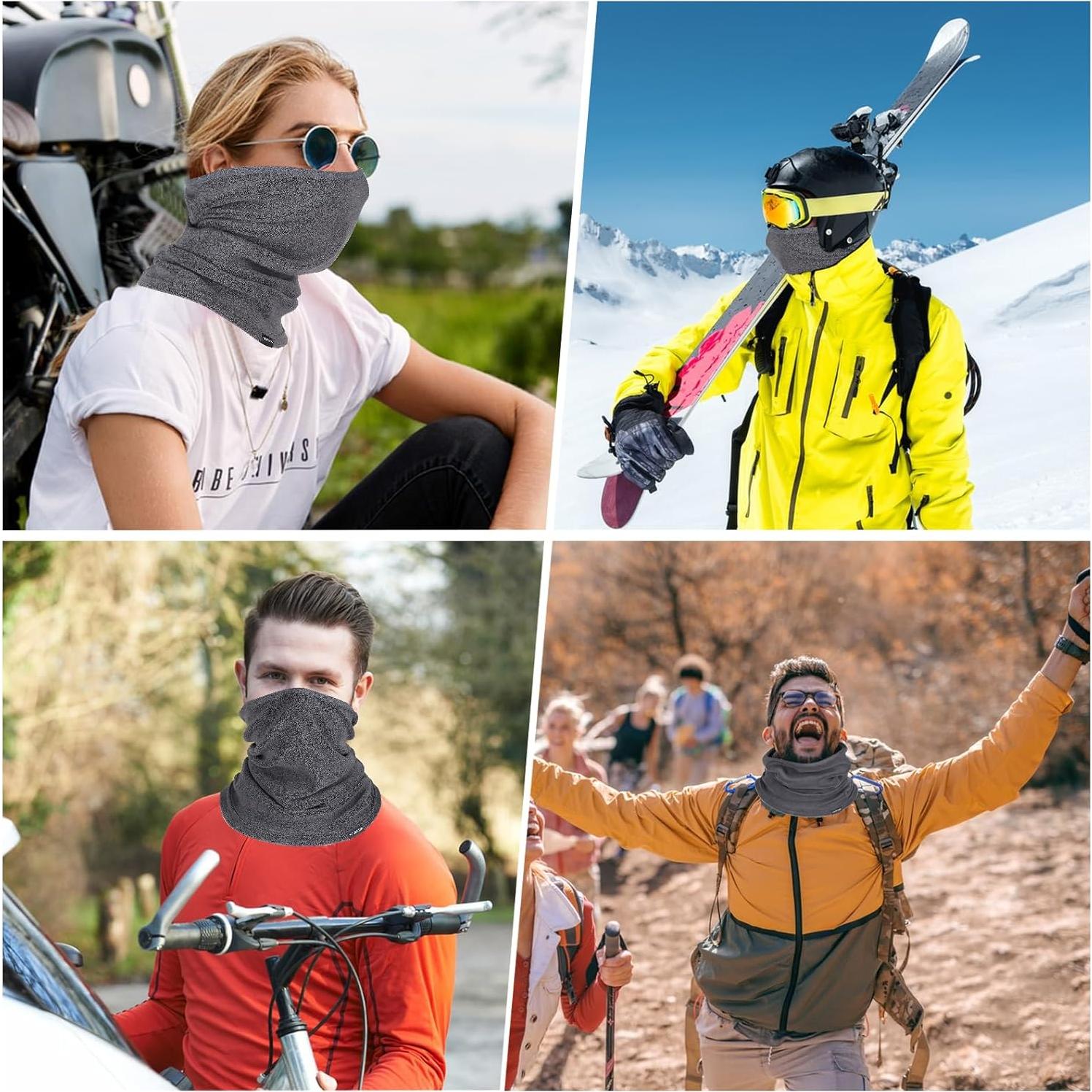 Gaiter de Cuello Polar Gris para Deportes al Aire Libre Unisex