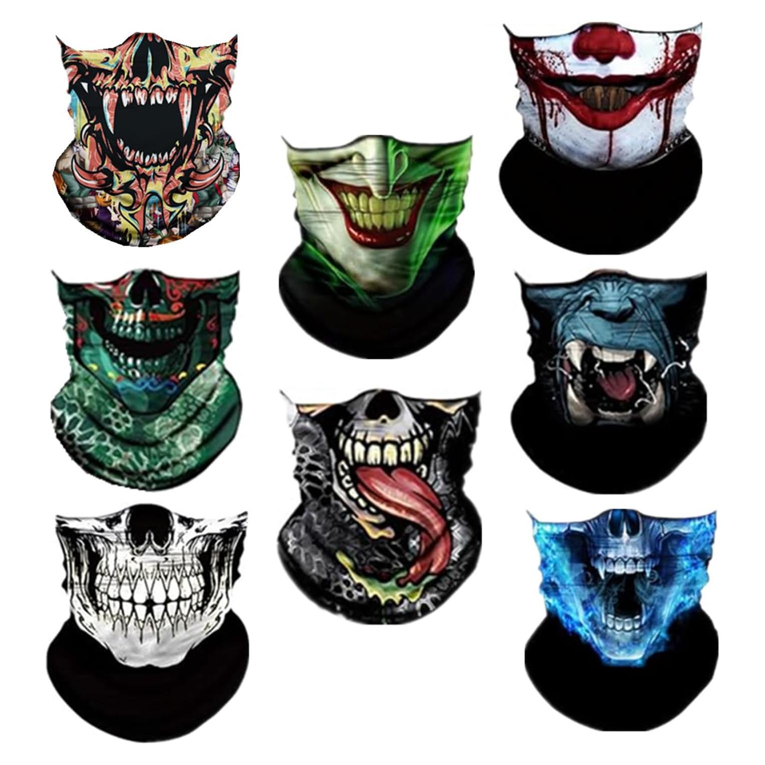 8 Bufandas Multifuncionales Negras para Motocicleta y Deportes