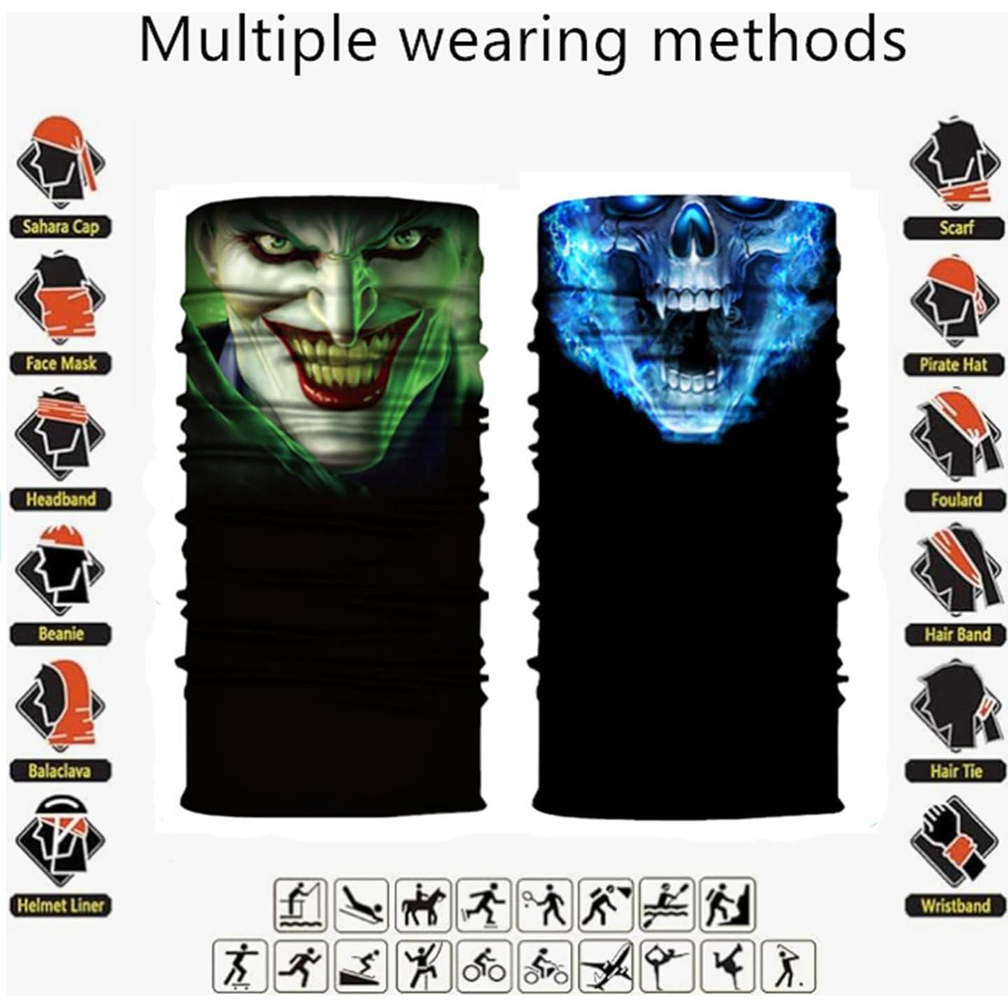 8 Bufandas Multifuncionales Negras para Motocicleta y Deportes