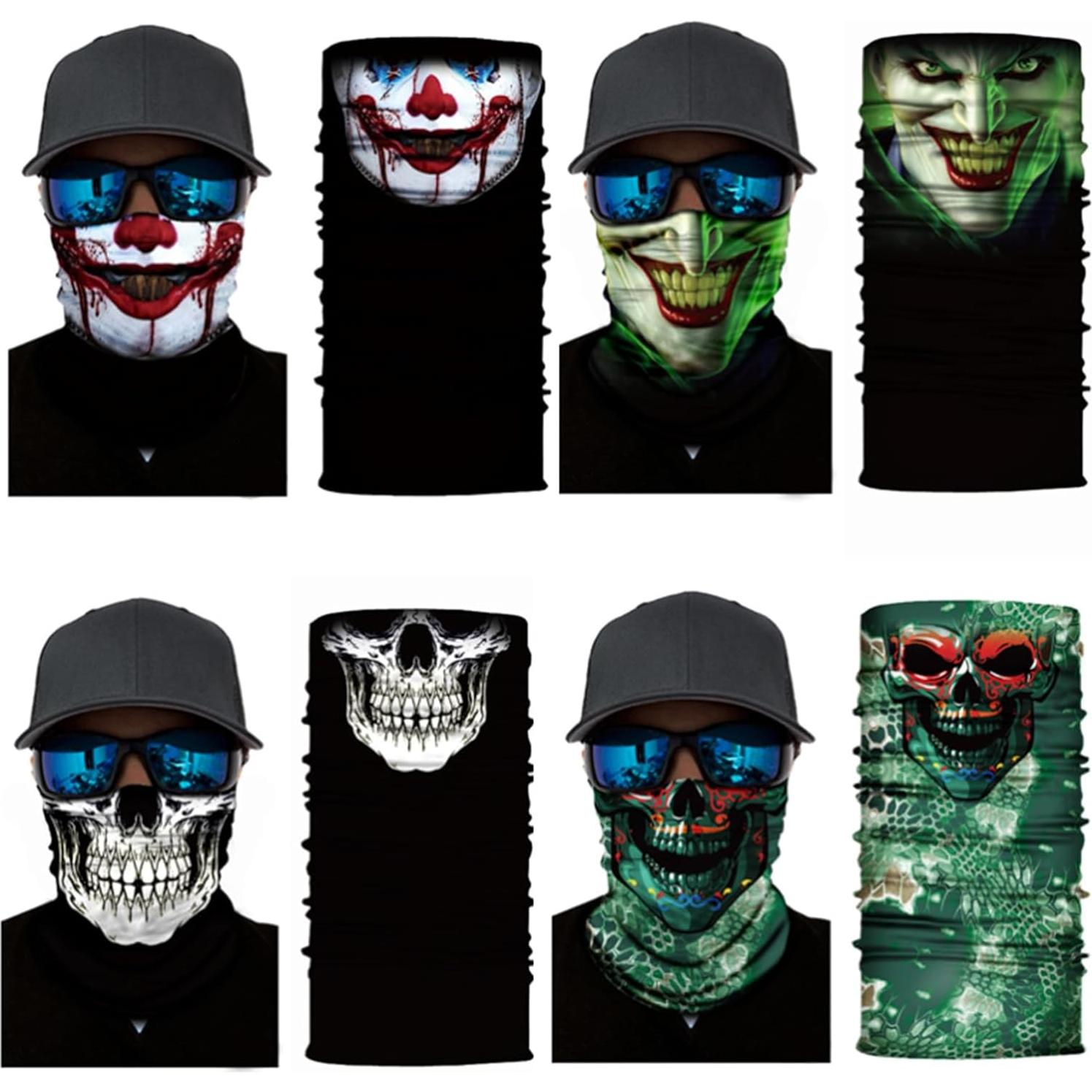 8 Bufandas Multifuncionales Negras para Motocicleta y Deportes