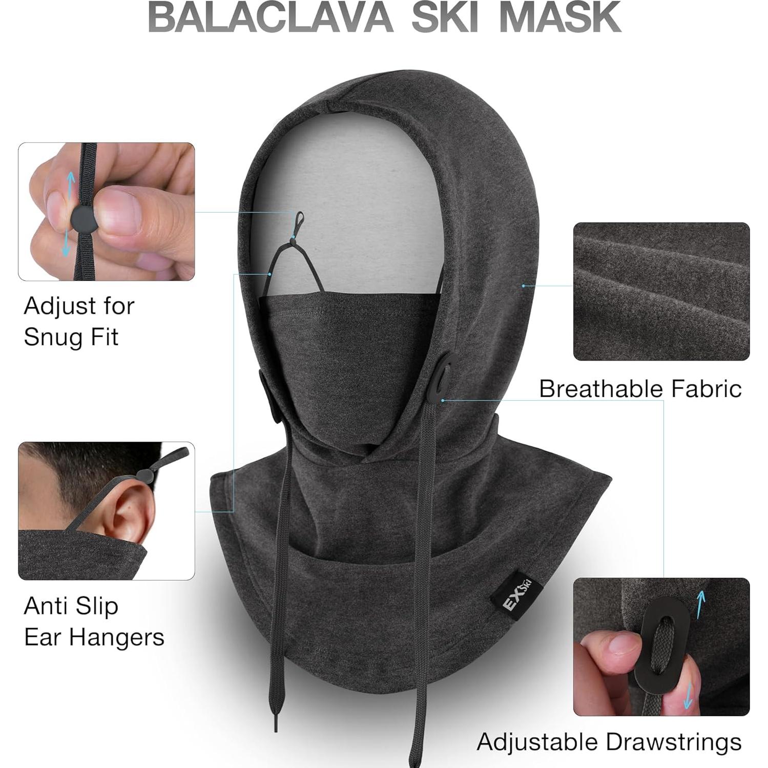 Mascarilla Balaclava 4-en-1 EXski Gris Jaspeado Invierno