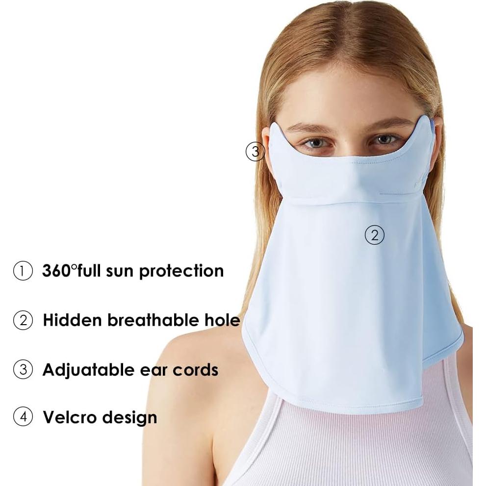 Cubierta de cara Balaclava con protección solar UPF 50+ Azul