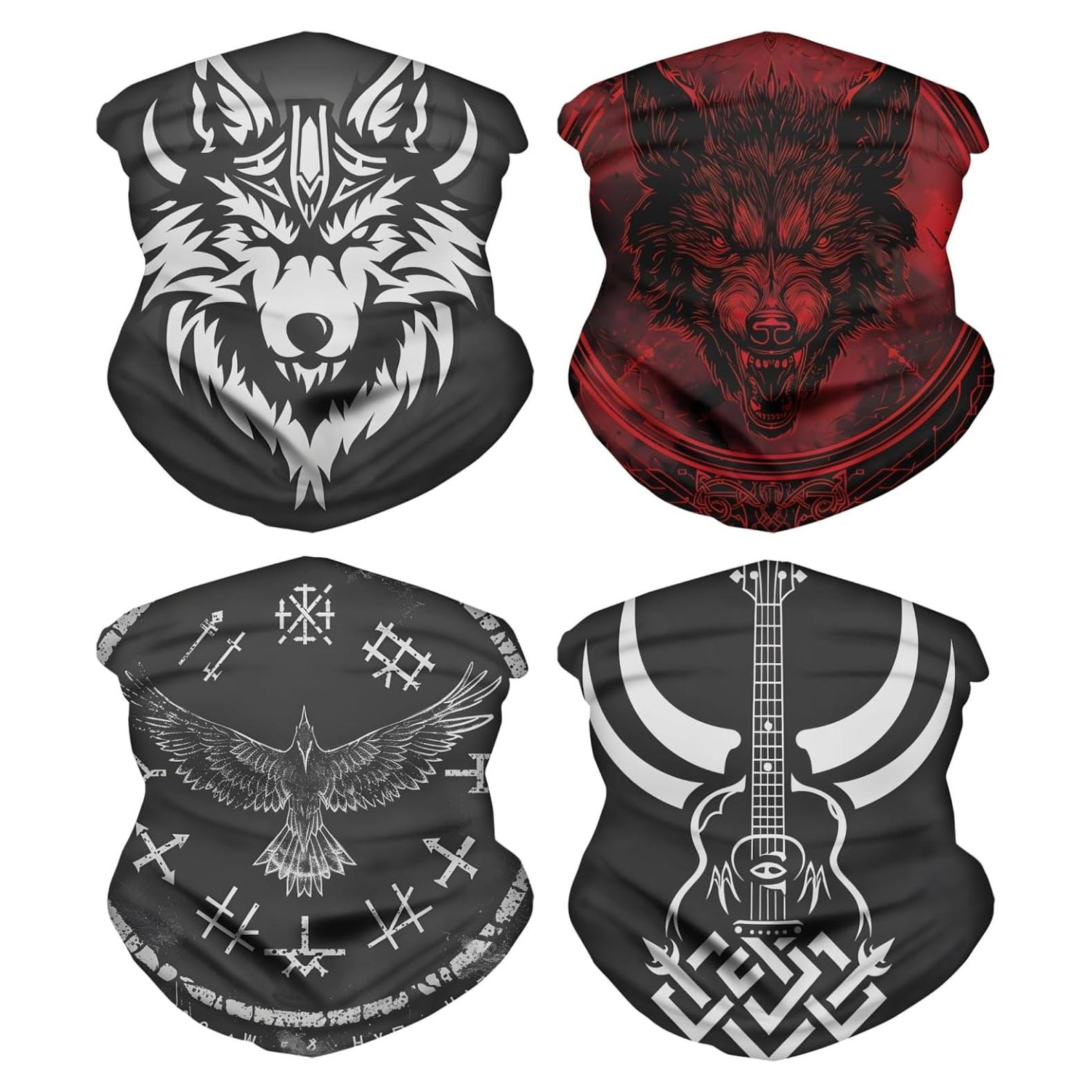 JooMeryer 4PCS Máscaras Faciales Bandana Multifuncionales 25x51cm