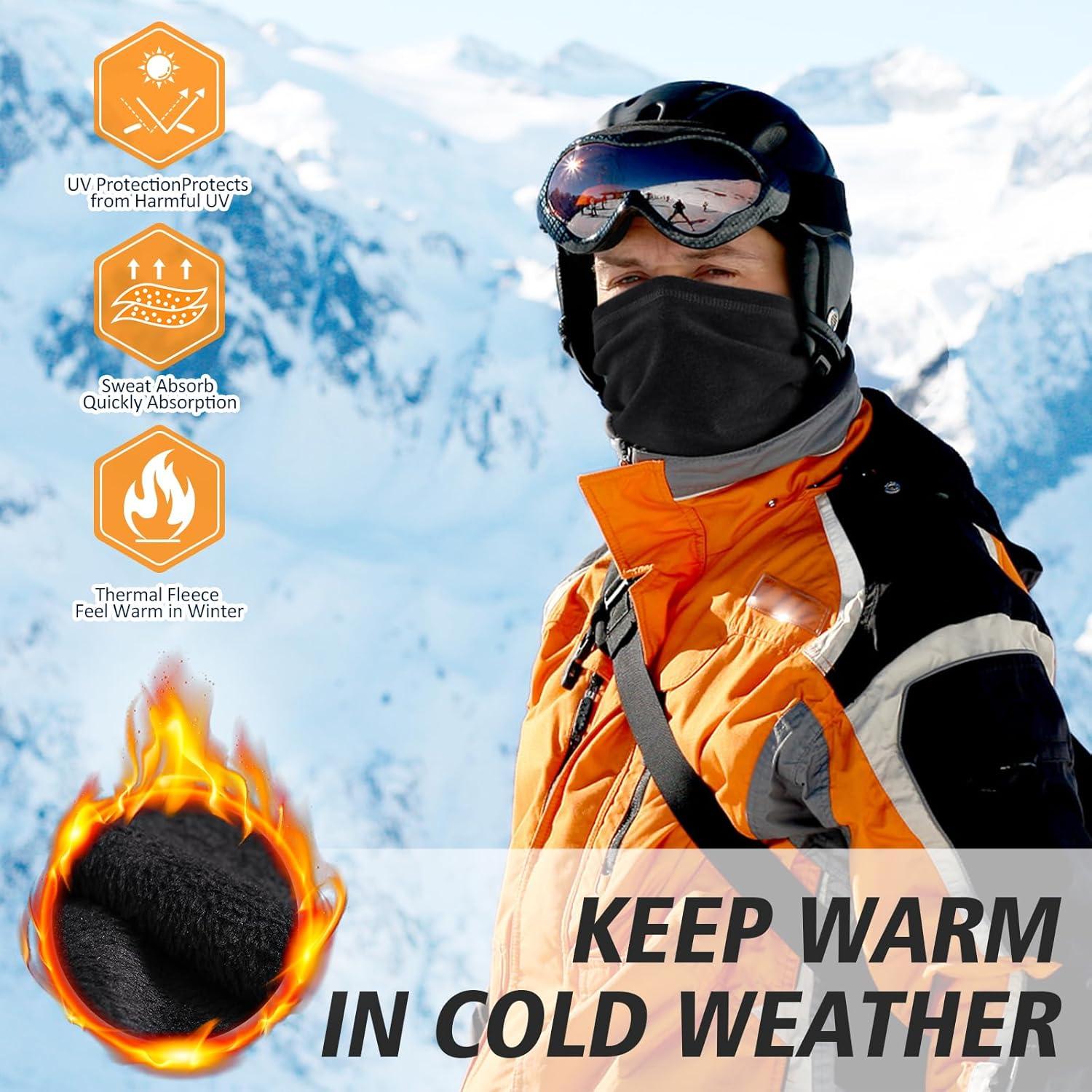 Paquete de 4 Calentadores de Cuello de Invierno Forro Polar Negro