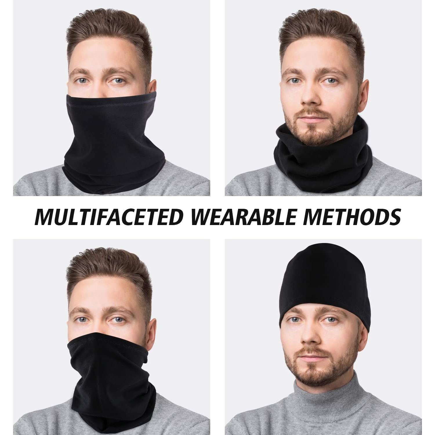 Paquete de 4 Calentadores de Cuello de Invierno Forro Polar Negro