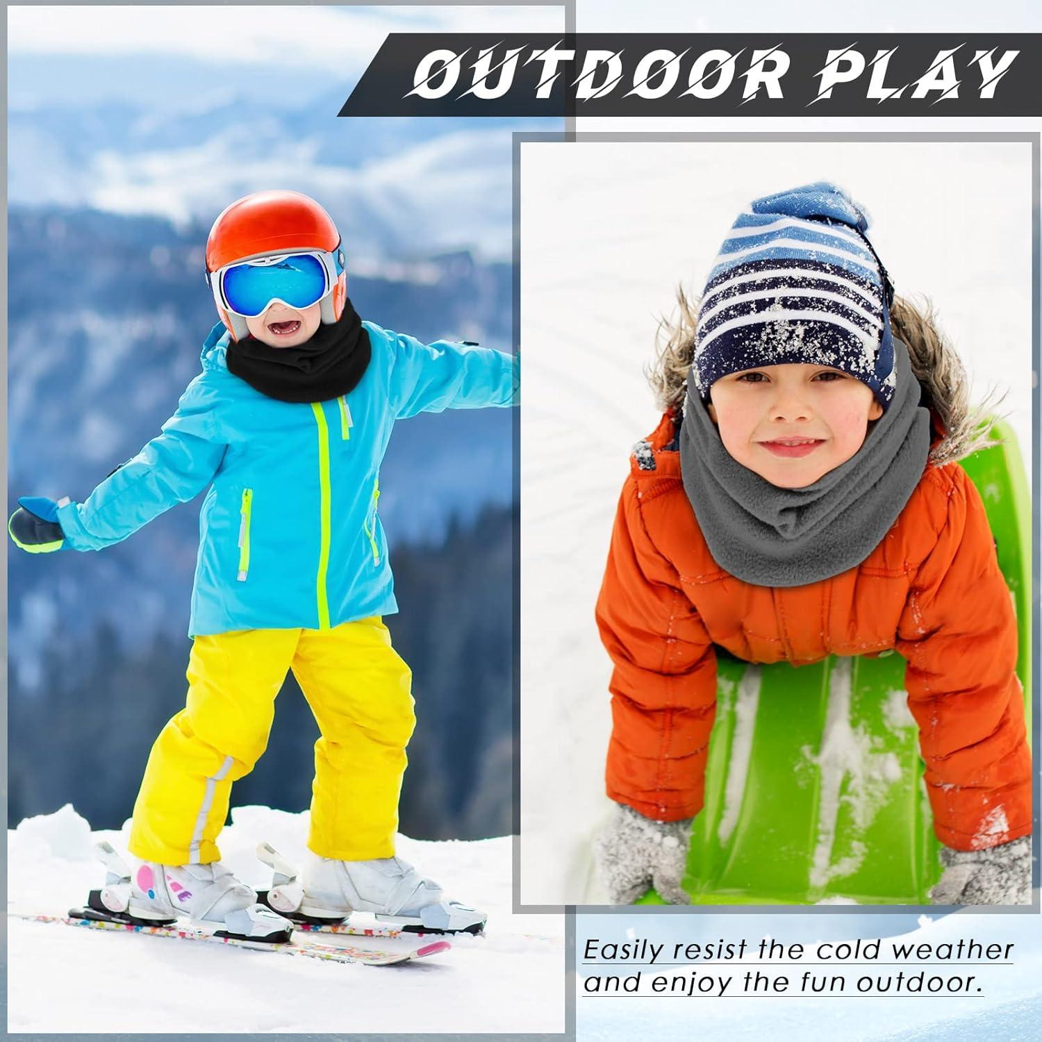 Calentador de Cuello de Forro Polar Niños 2 Pcs Negro Gris