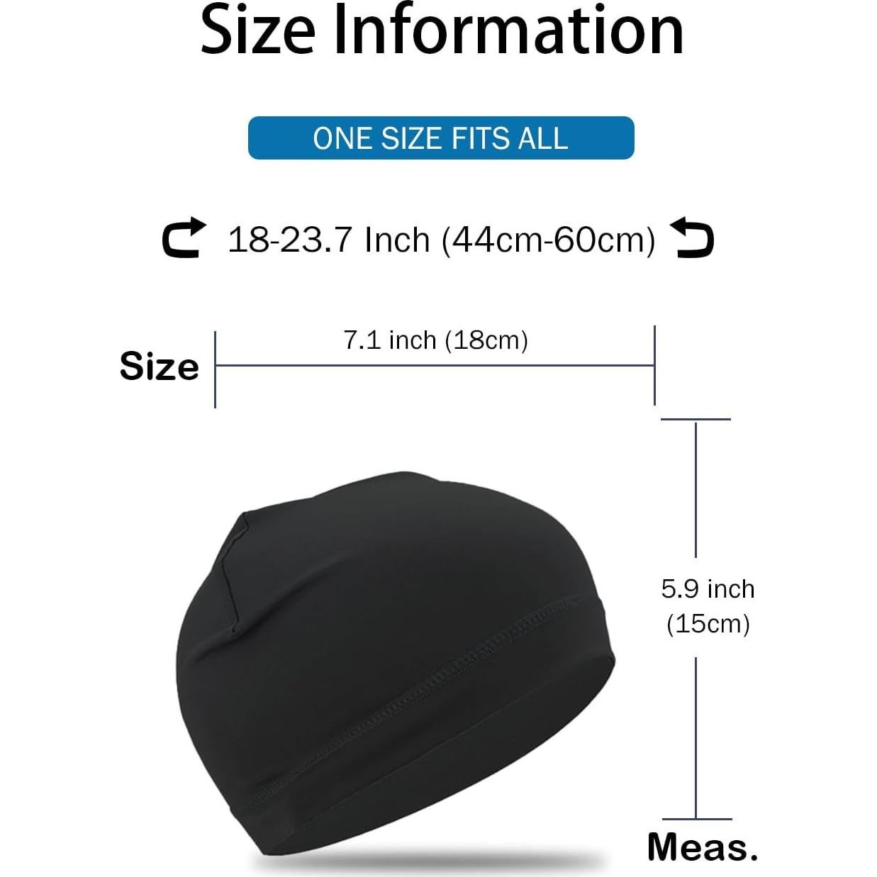 Gorro Beanie Absorbente de Sudor Unisex Negro para Casco