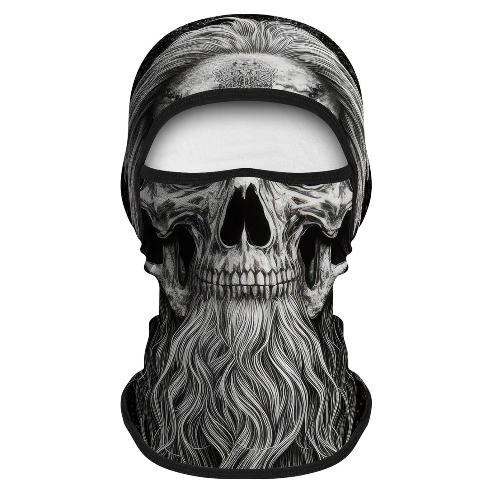 Máscara Balaclava Obacle Gris Calavera con Barba Larga UPF 50+