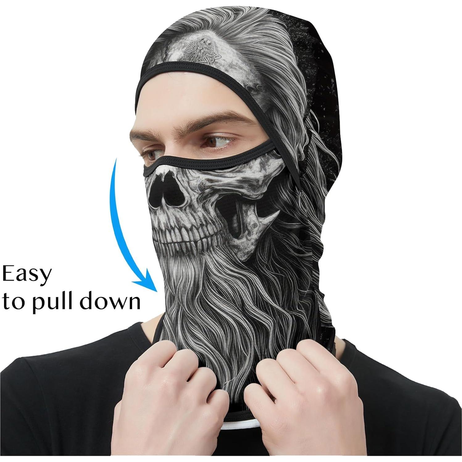 Máscara Balaclava Obacle Gris Calavera con Barba Larga UPF 50+