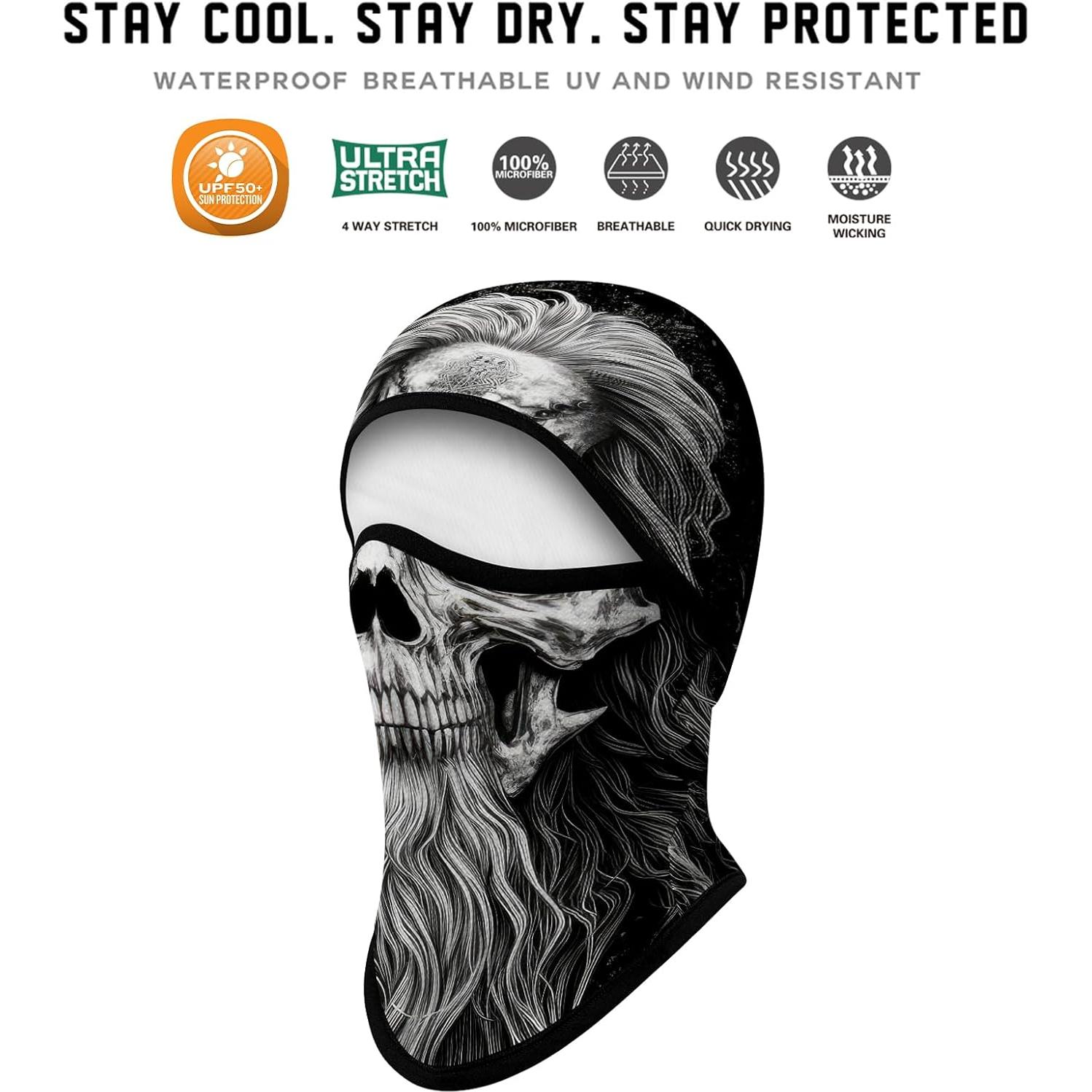 Máscara Balaclava Obacle Gris Calavera con Barba Larga UPF 50+