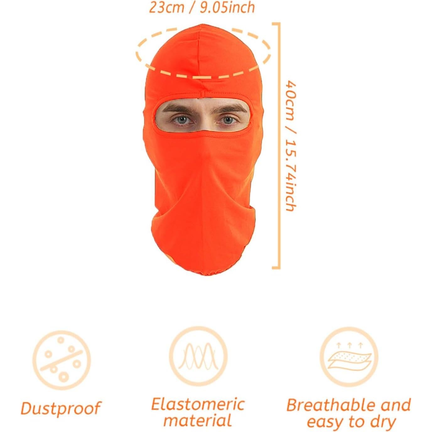 3 Balaclavas Naranjas Unisex para Ciclismo y Motocicleta