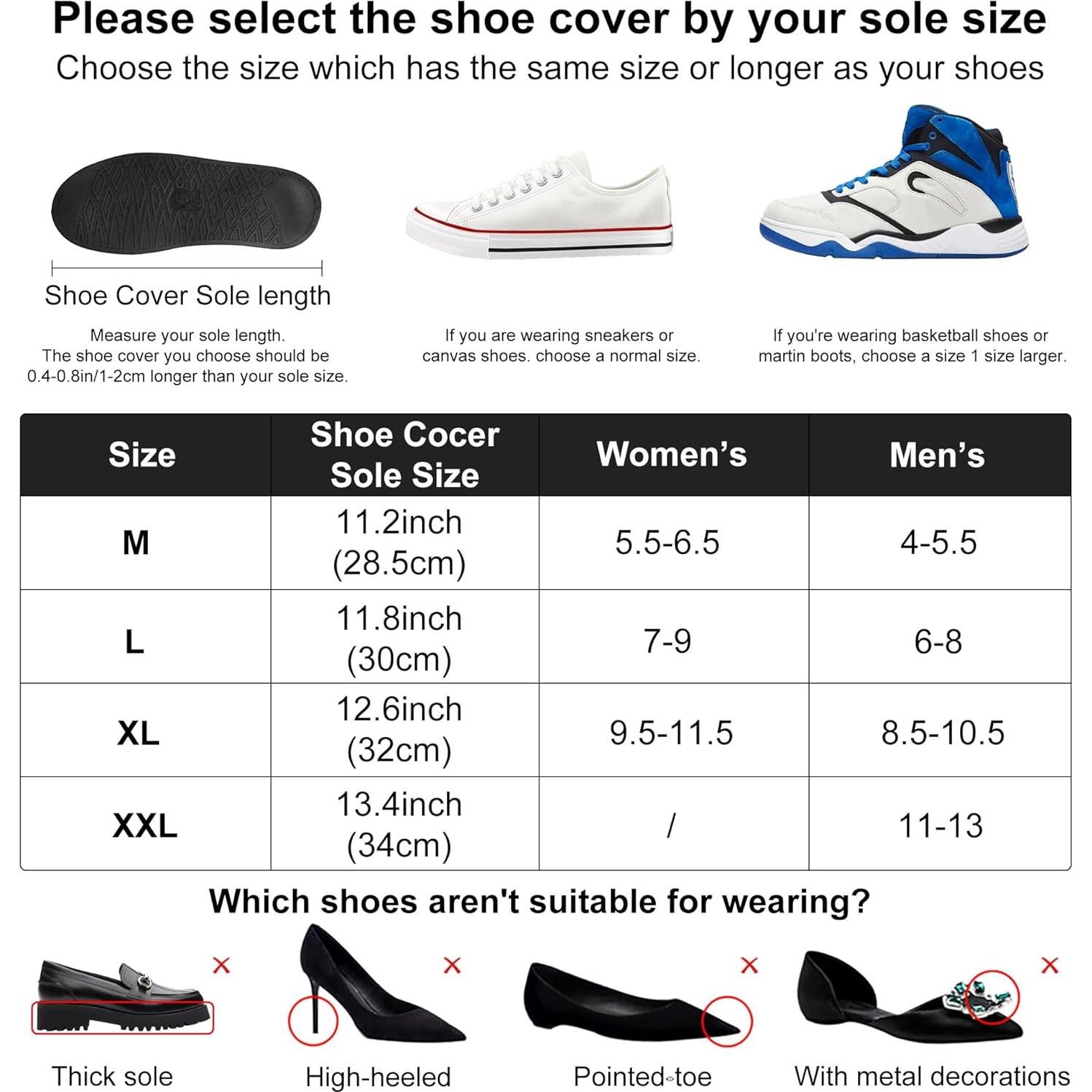 Cubiertas de Zapatos Impermeables CMILAI Unisex PVC Negro