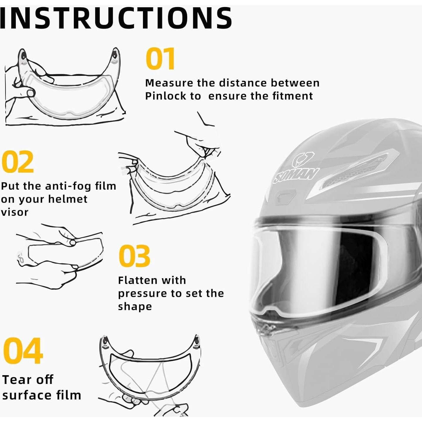 Película Antivaho Universal Soman AV-04 para Casco de Motocicleta