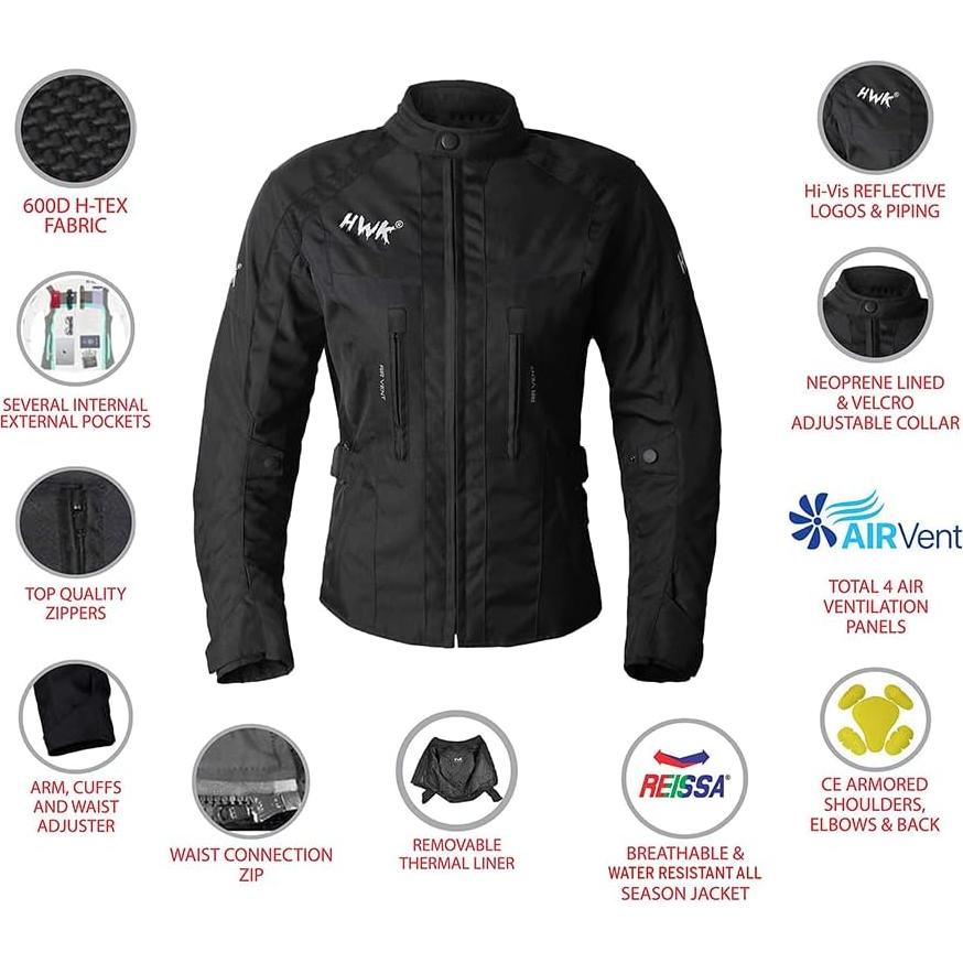 Chaqueta de Motocicleta HWK Stella para Mujeres - Resistente al Agua, Grande