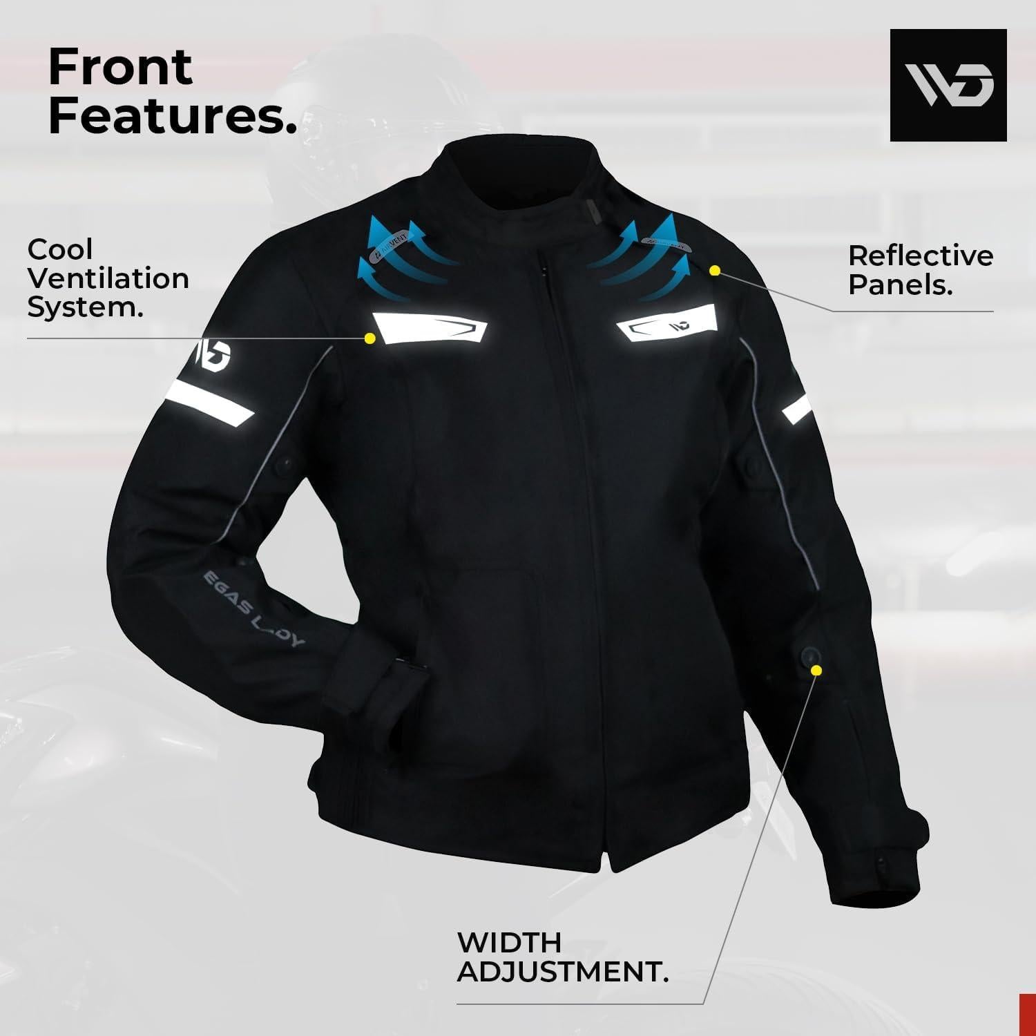 Chaqueta de motocicleta WD Vegas Lady para mujeres - Impermeable, Ajuste Slim, CE