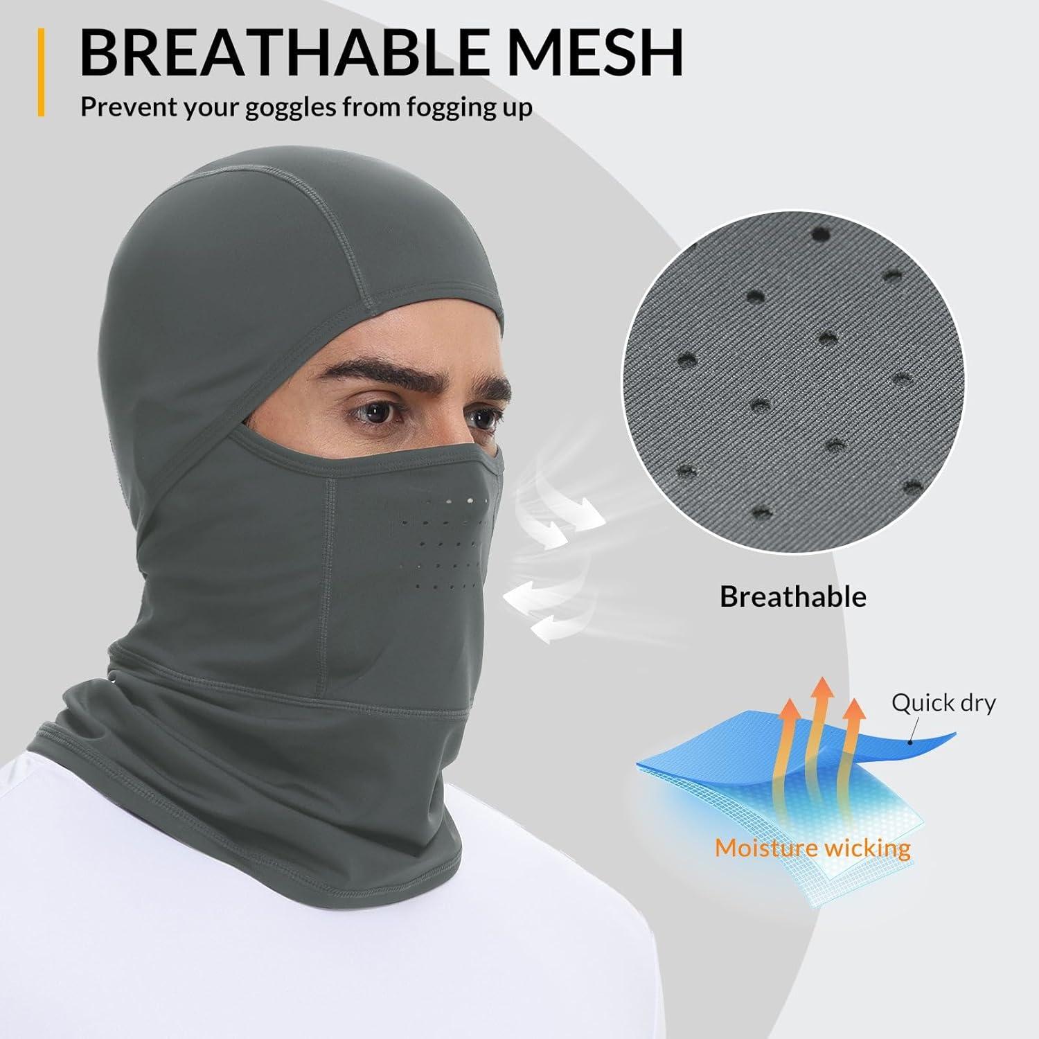 Baleaf Balaclava Máscara Facial Unisex Gris para Esquí y Motocicleta