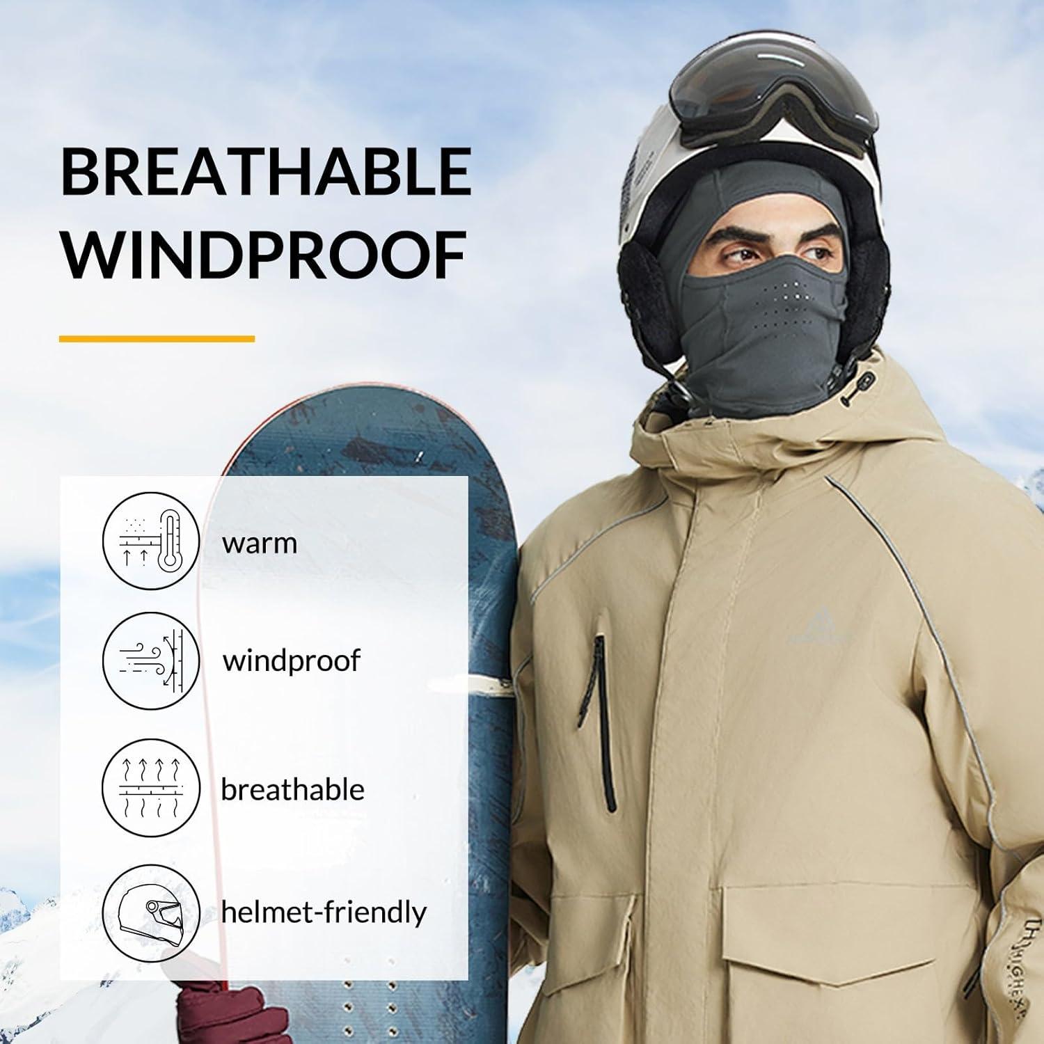 Baleaf Balaclava Máscara Facial Unisex Gris para Esquí y Motocicleta