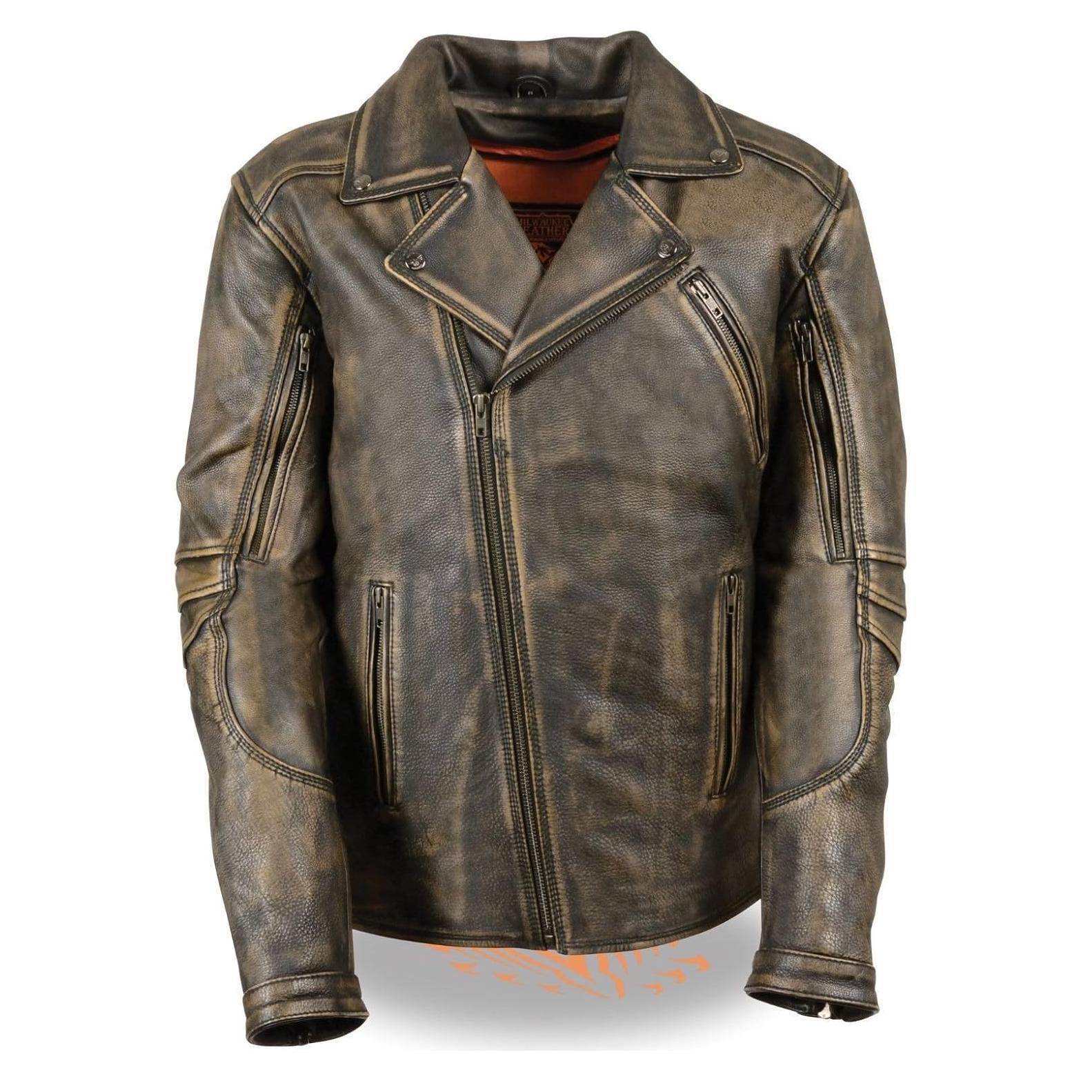 Chaqueta de Cuero Marrón Milwaukee 2X con Forro Térmico