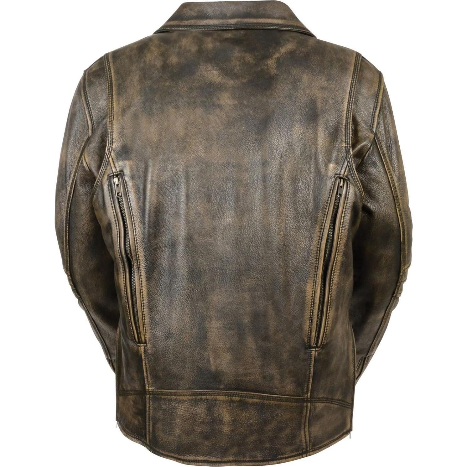 Chaqueta de Cuero Marrón Milwaukee 2X con Forro Térmico