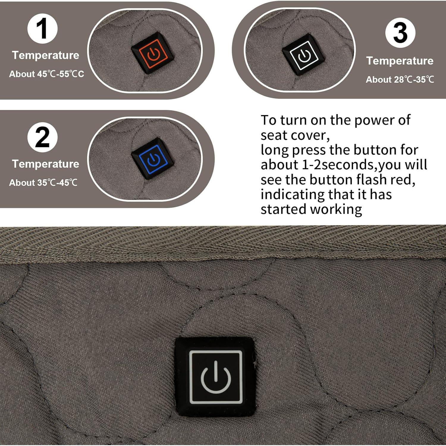 Cubierta de Asiento Calentada TUYUU para Carro de Golf 132x81cm