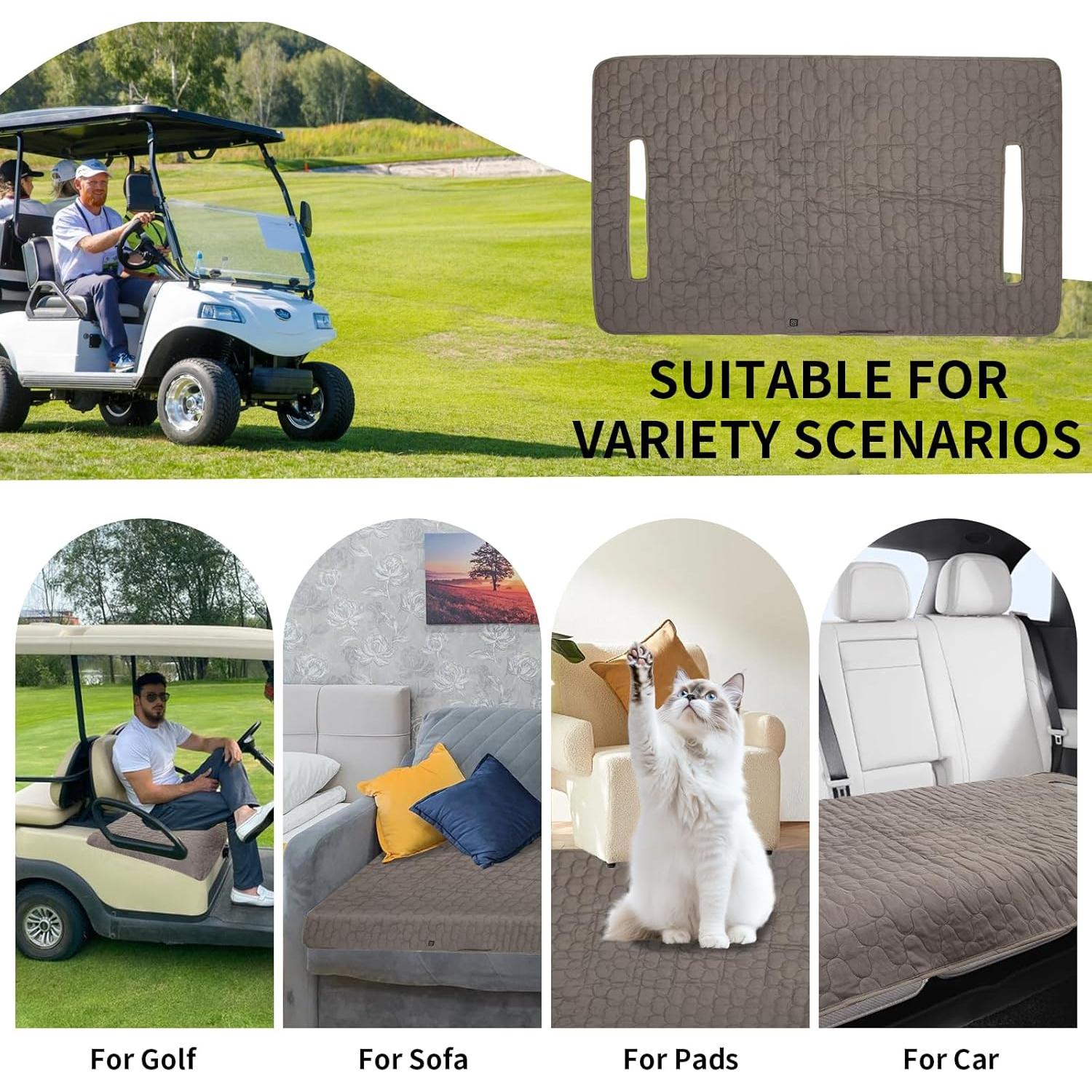 Cubierta de Asiento Calentada TUYUU para Carro de Golf 132x81cm