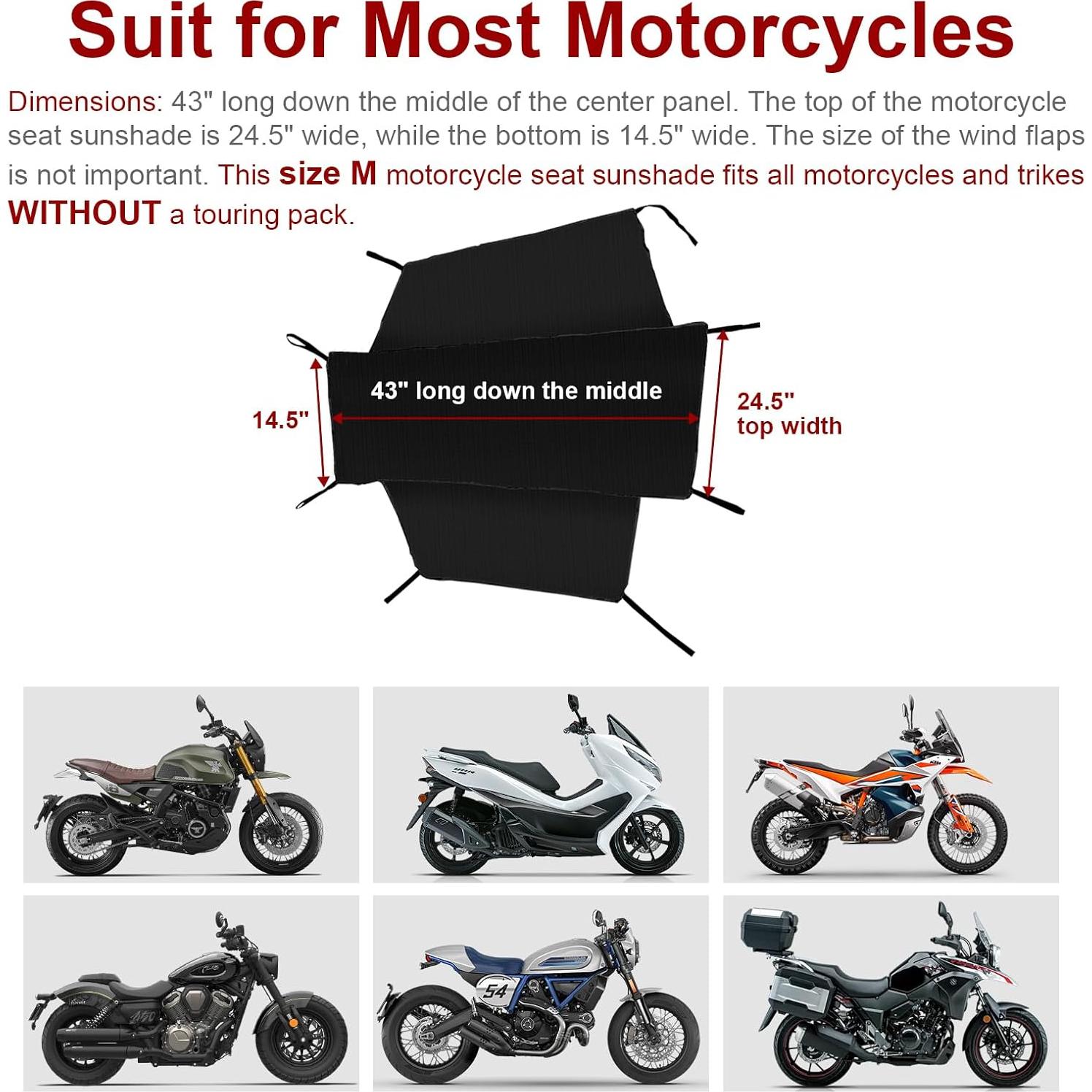 Cubierta de Asiento de Motocicleta Dream Apparel M Negra