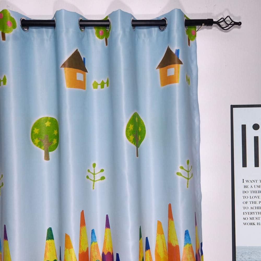 MYRU 1 Pair Dining Room Curtains,Kids Room Darkening Curtains,Room Decor for Childrens Bedroom Colorful Pencil (2 x 39x52 Inch)