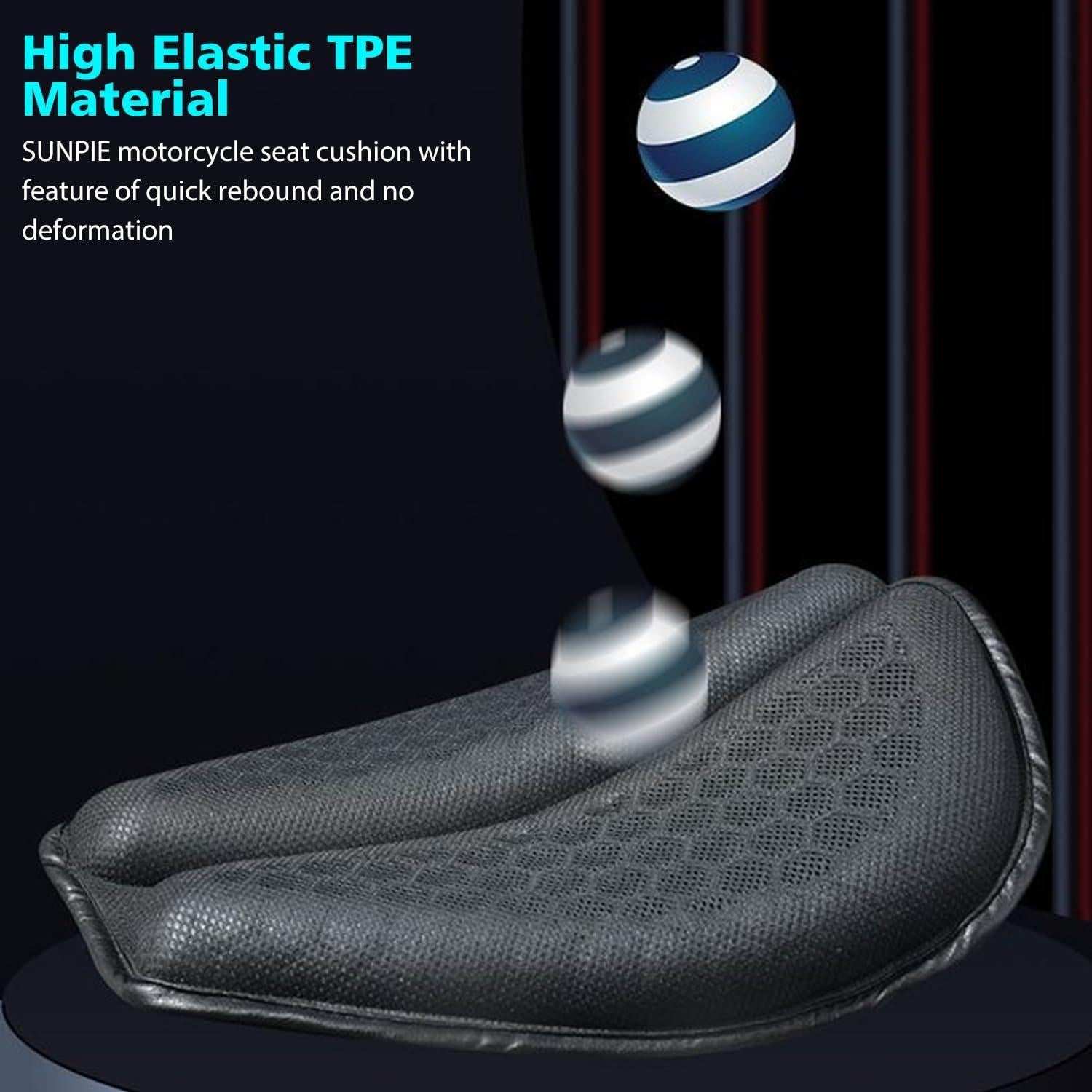 Cojín de Asiento de Motocicleta SUNPIE Gel Plegable Universal 30x22 cm