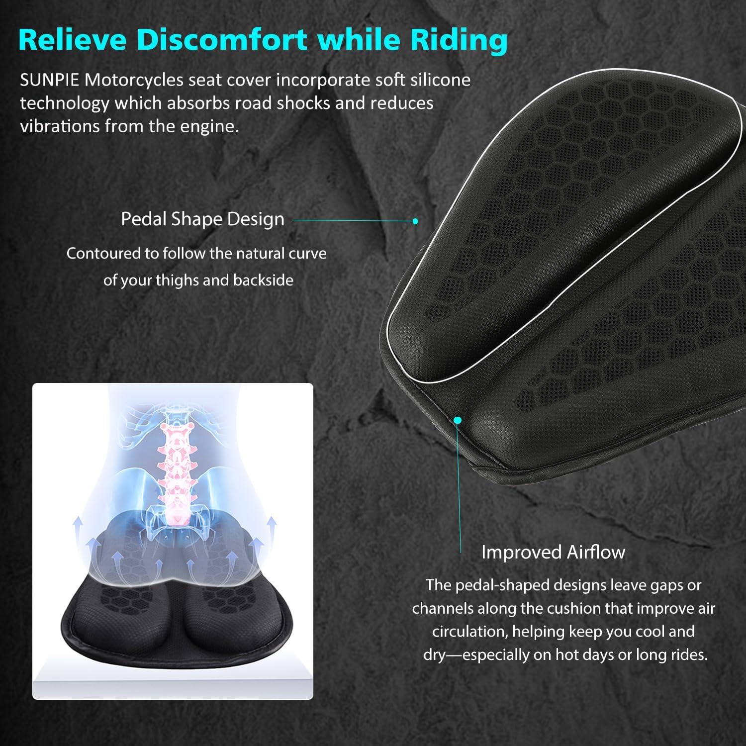 Cojín de Asiento de Motocicleta SUNPIE Gel Plegable Universal 30x22 cm