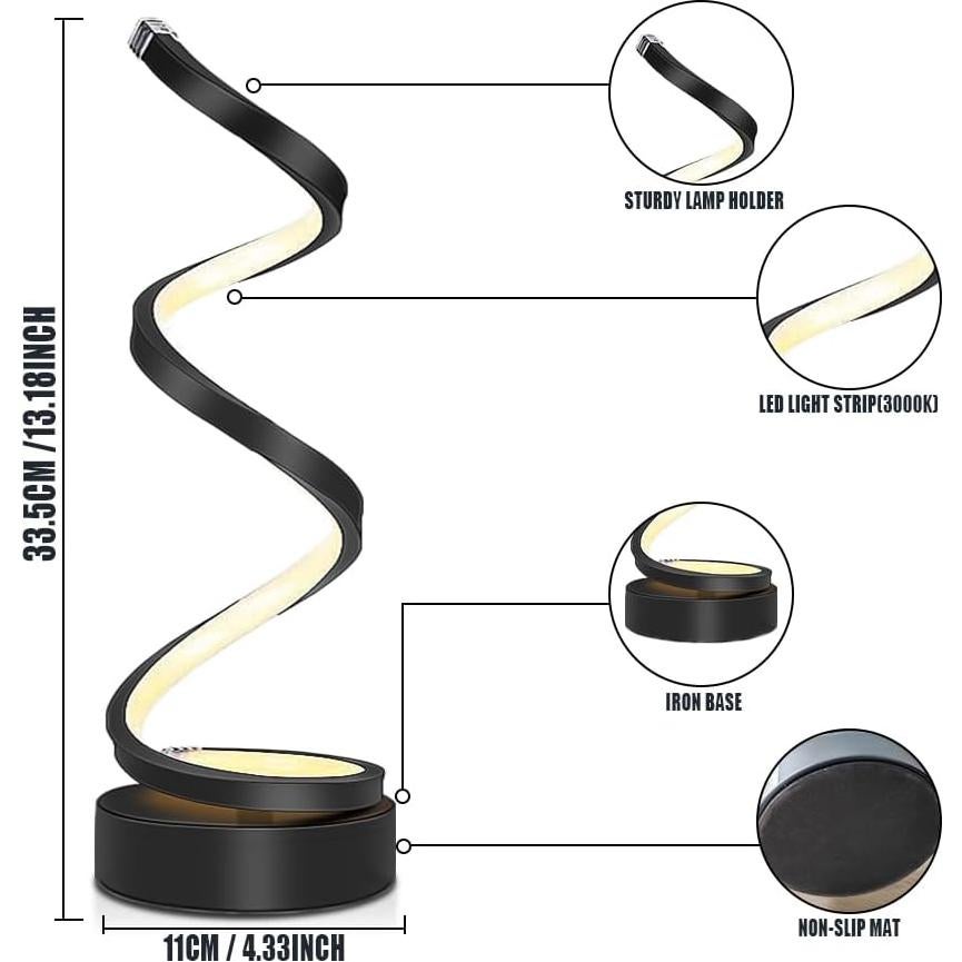 Lámpara de Mesa Regulable YLTLINK Negra 33.5cm Luz Cálida 3000K