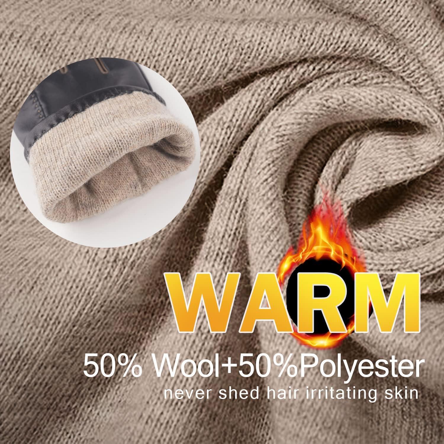 Guantes de cuero GSG para hombre - Invierno, pantalla táctil, negro