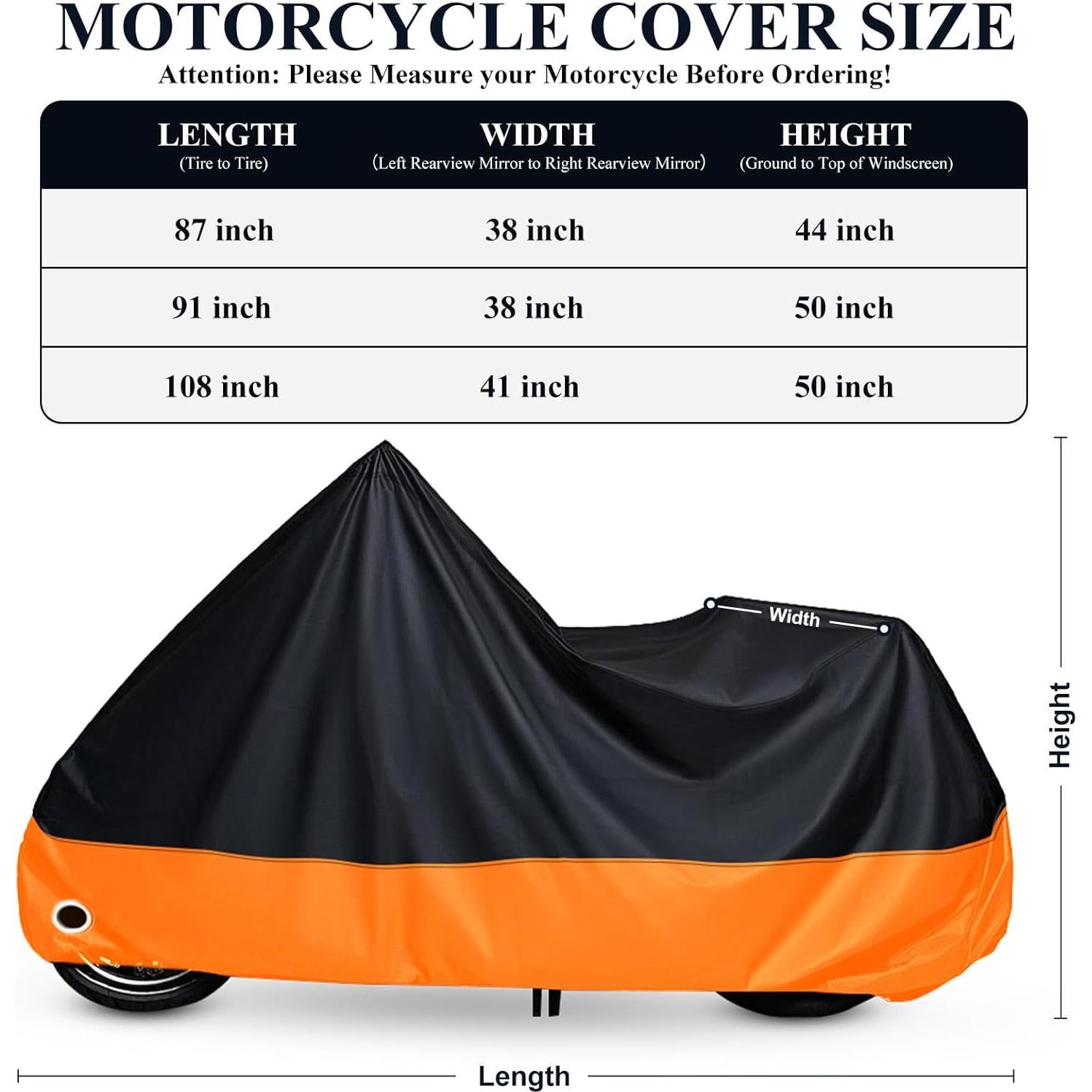 Cubierta de Motocicleta XYZCTEM 220 cm Impermeable Todo Clima