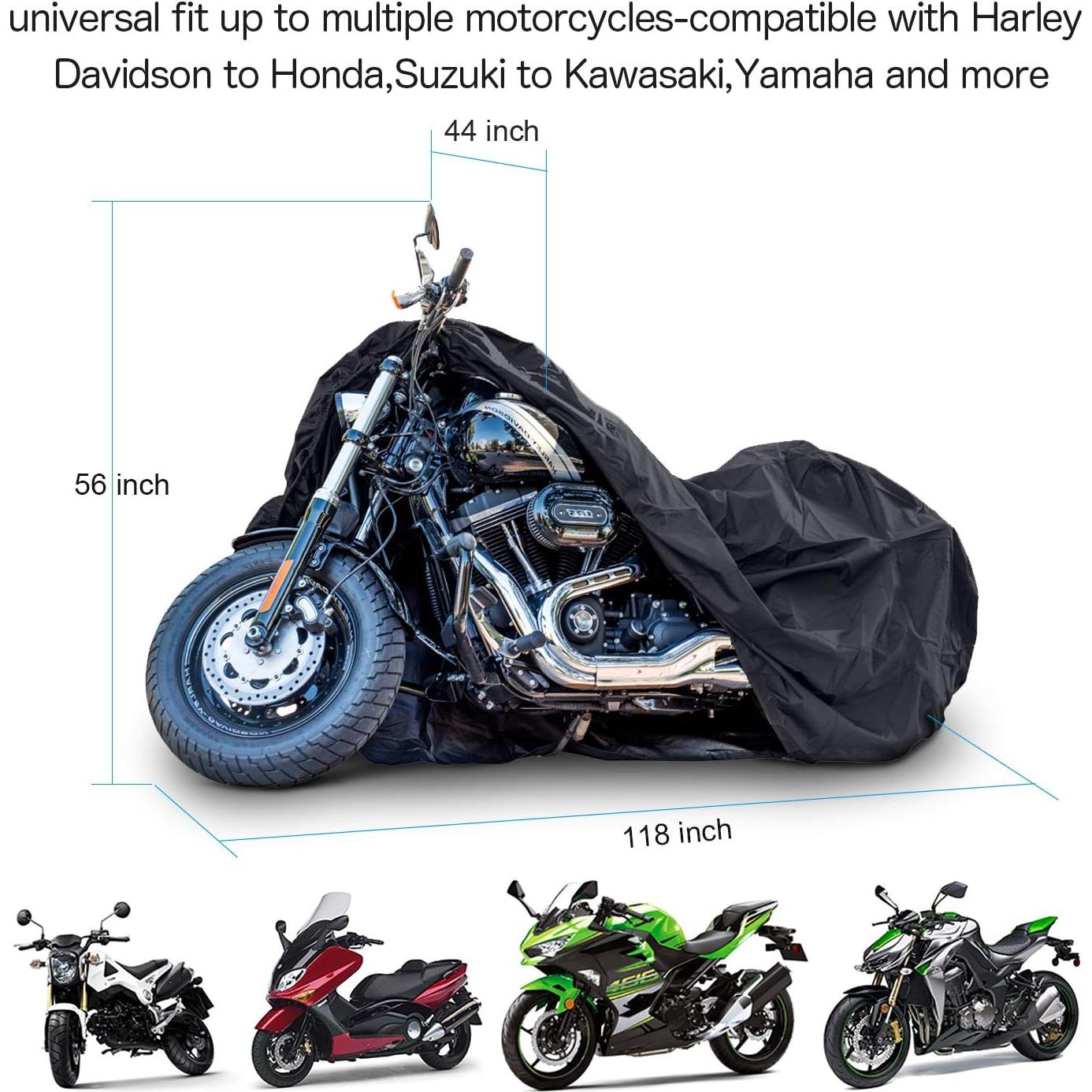 Cubierta de Motocicleta XYZCTEM Negra XXXL Impermeable 299.72 cm