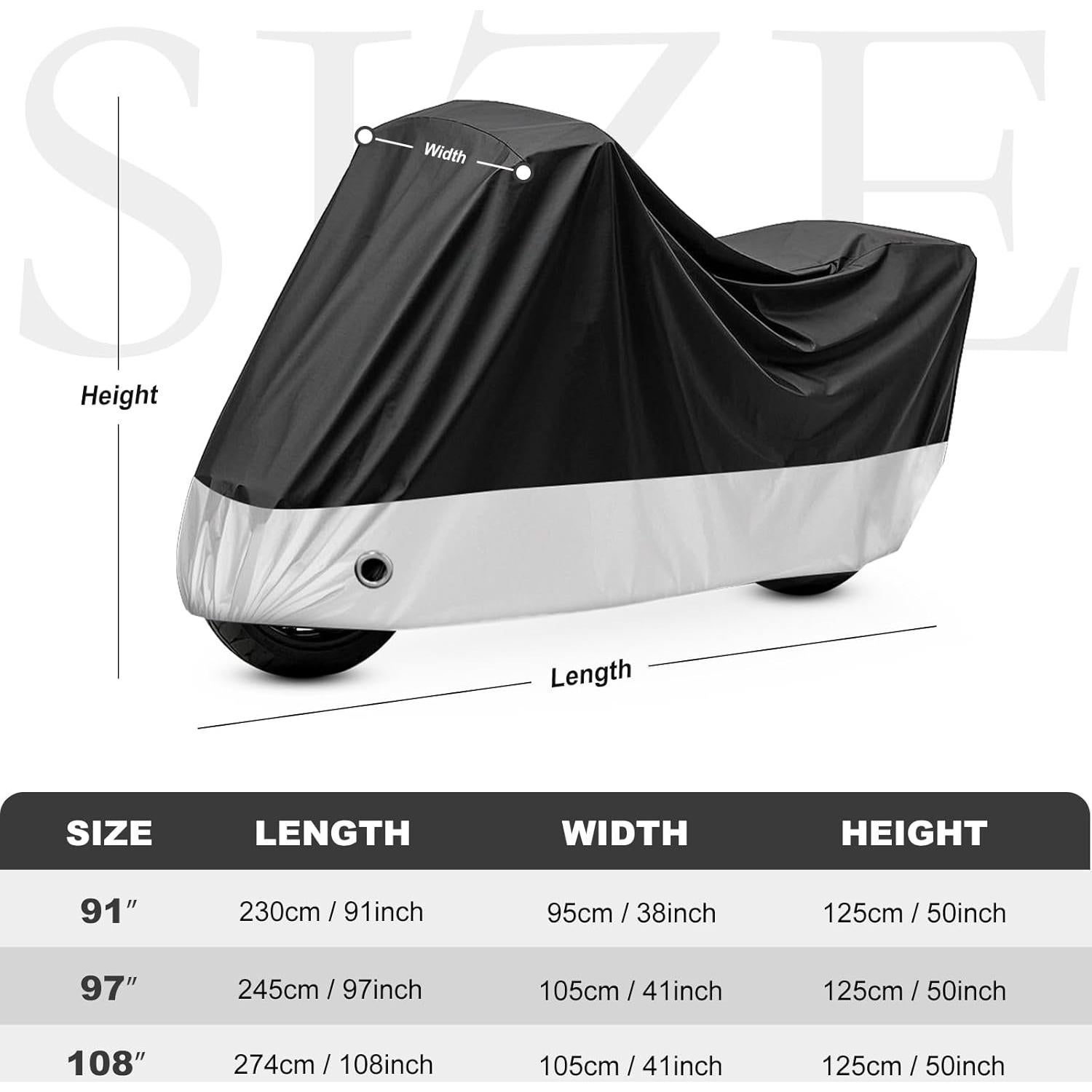 Cubierta de Motocicleta Impermeable XYZCTEM 231 cm con Bolsa