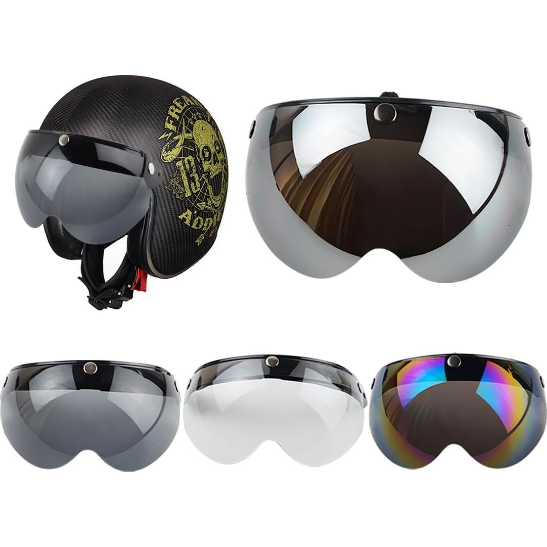 Casco Abierto VCOROS Estilo Piloto Retro Negro Universal