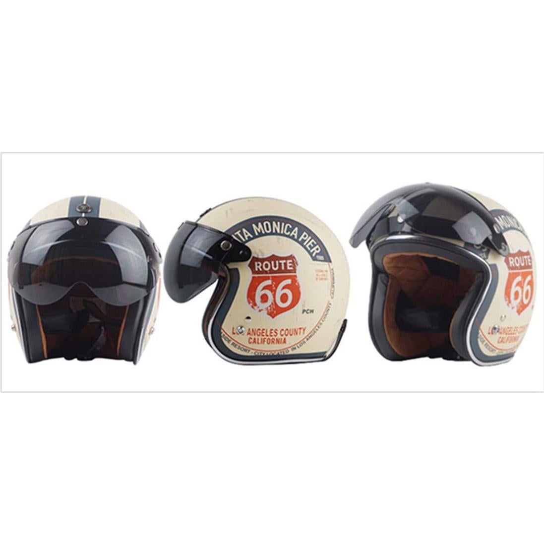 Casco Abierto VCOROS Estilo Piloto Retro Negro Universal