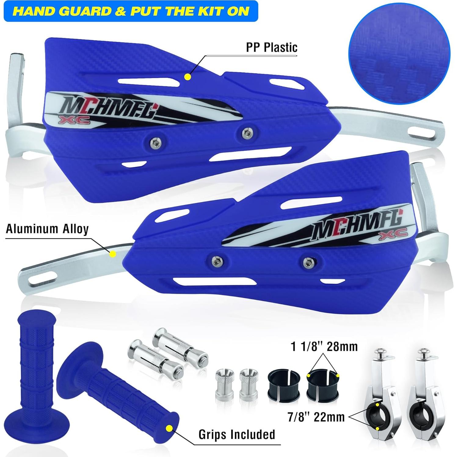 Guardias de Manos MCHMFG Universales para Motocicleta 22mm y 28mm - Azul