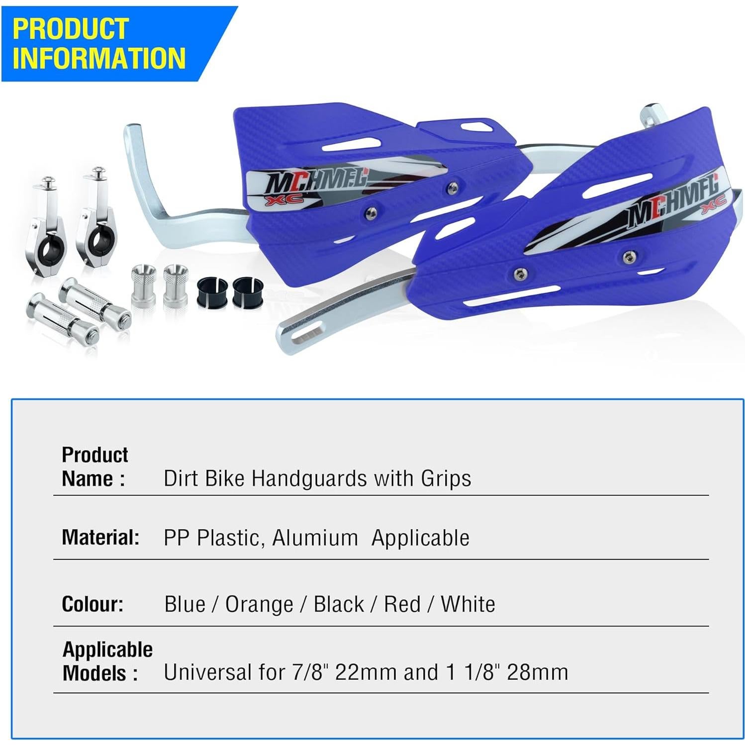 Guardias de Manos MCHMFG Universales para Motocicleta 22mm y 28mm - Azul