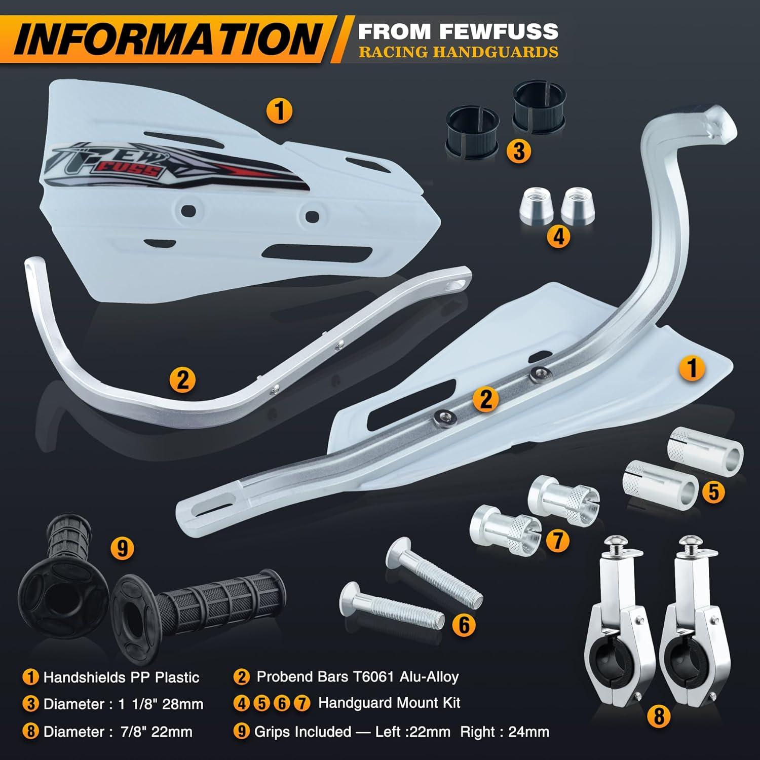 Guardias de Manos Universales Fewfuss para Motocicleta de Tierra 22mm y 28mm