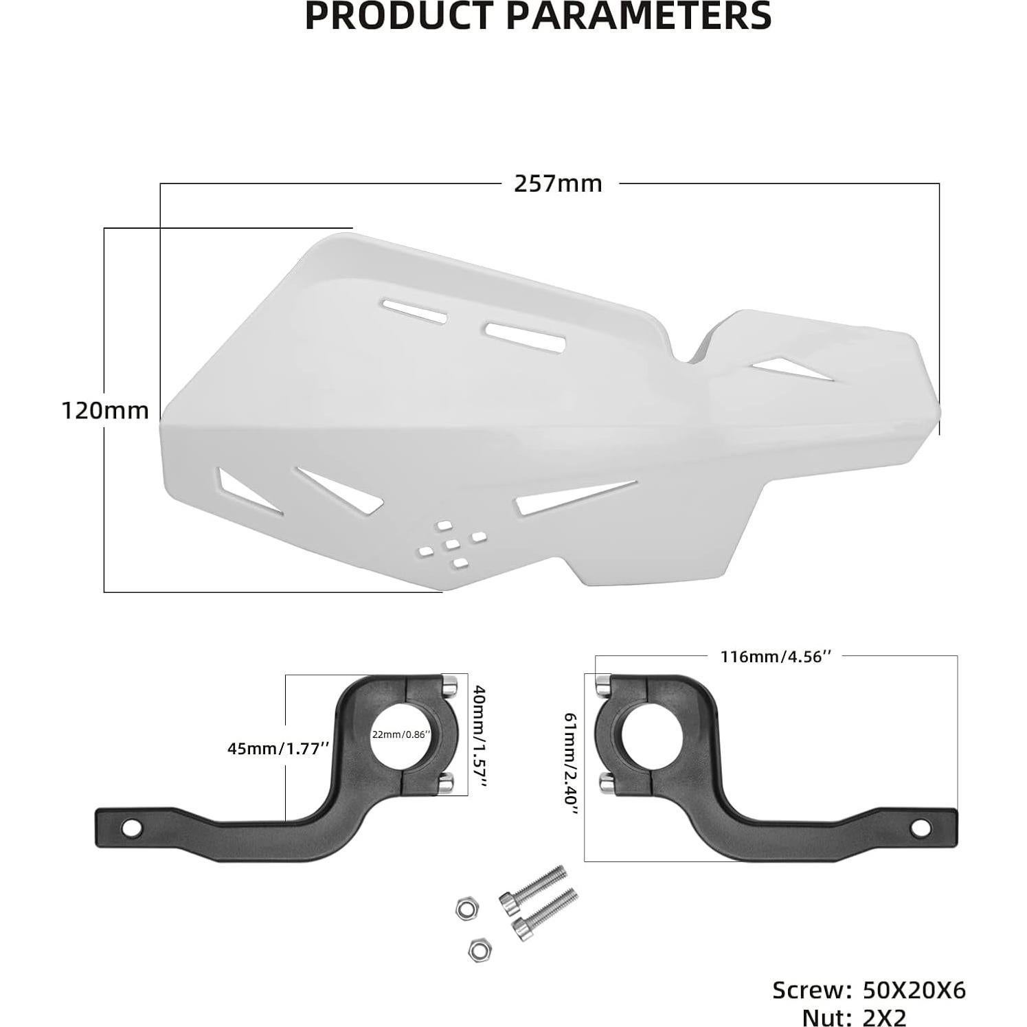 Protectores de Manos PRO CAKEN Nylon Universales 22mm 28mm Blanco