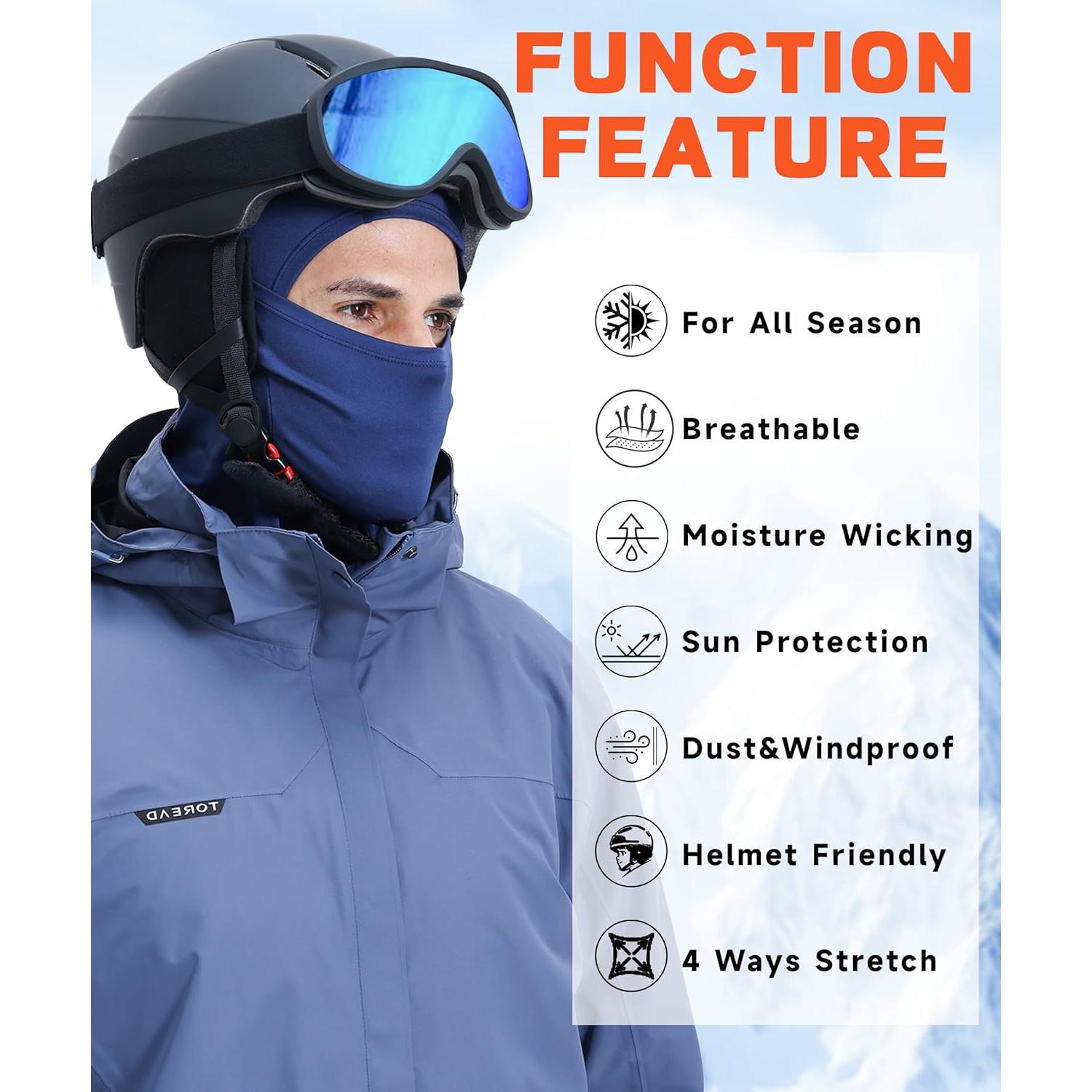 Máscara Balaclava Esquí Unisex Azul Marino Protección Solar