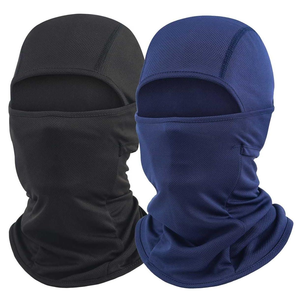 Paquete de 2 Máscaras Balaclava UV Unisex - Grande, Negro y Azul Marino