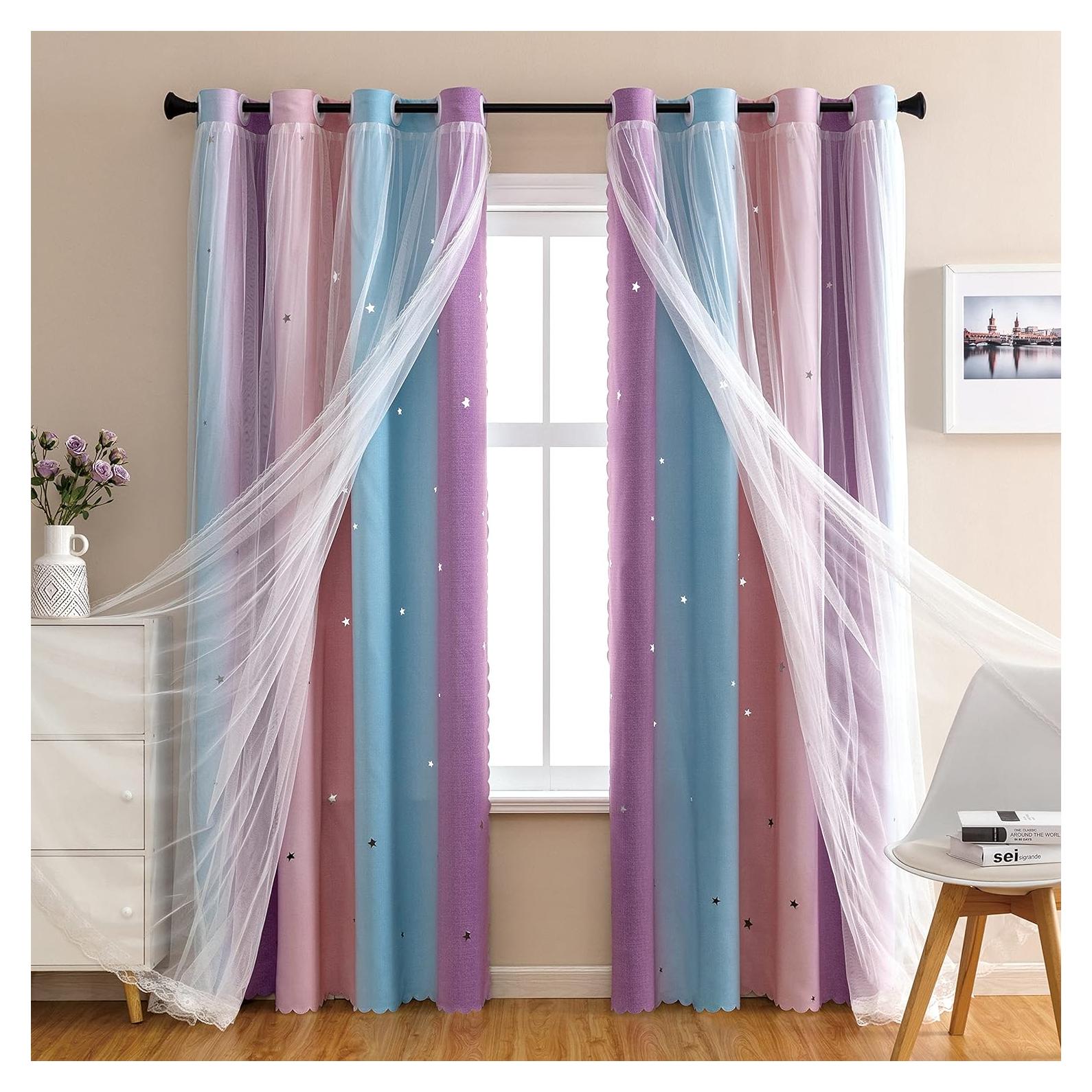 Cortina Opaca XiDi Rosa Púrpura 84x86 cm para Niñas