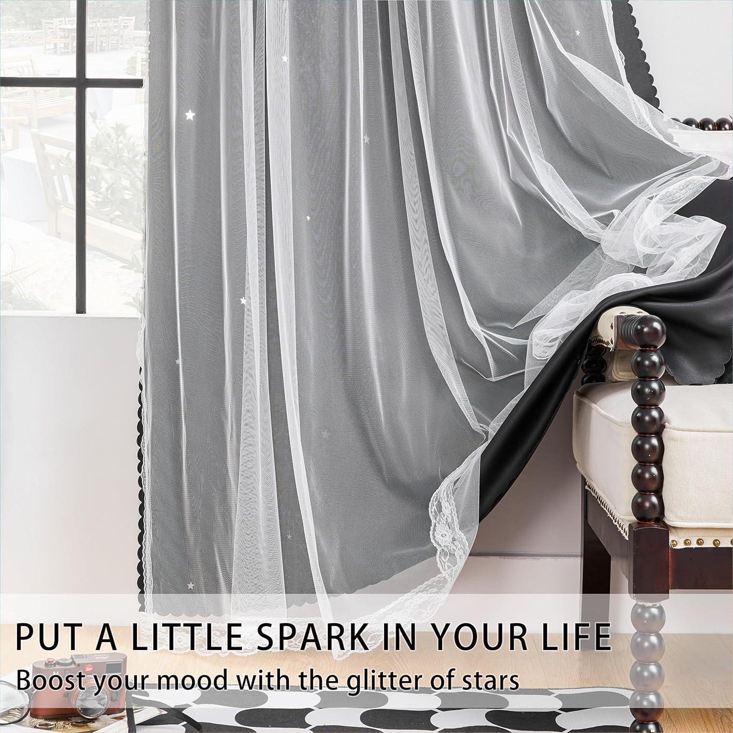 Cortinas Opacas XiDi 132 cm x 183 cm con Estrellas