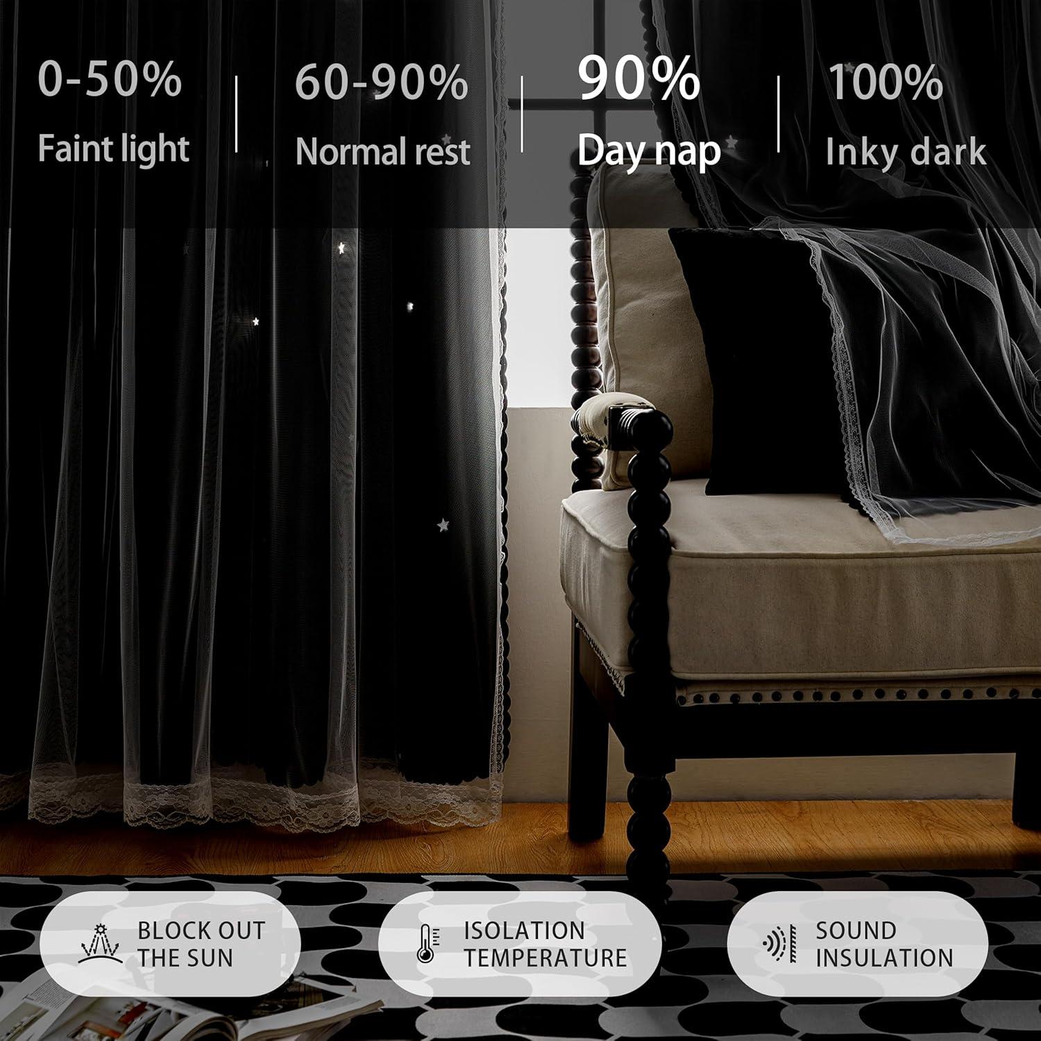 Cortinas Opacas XiDi 132 cm x 183 cm con Estrellas