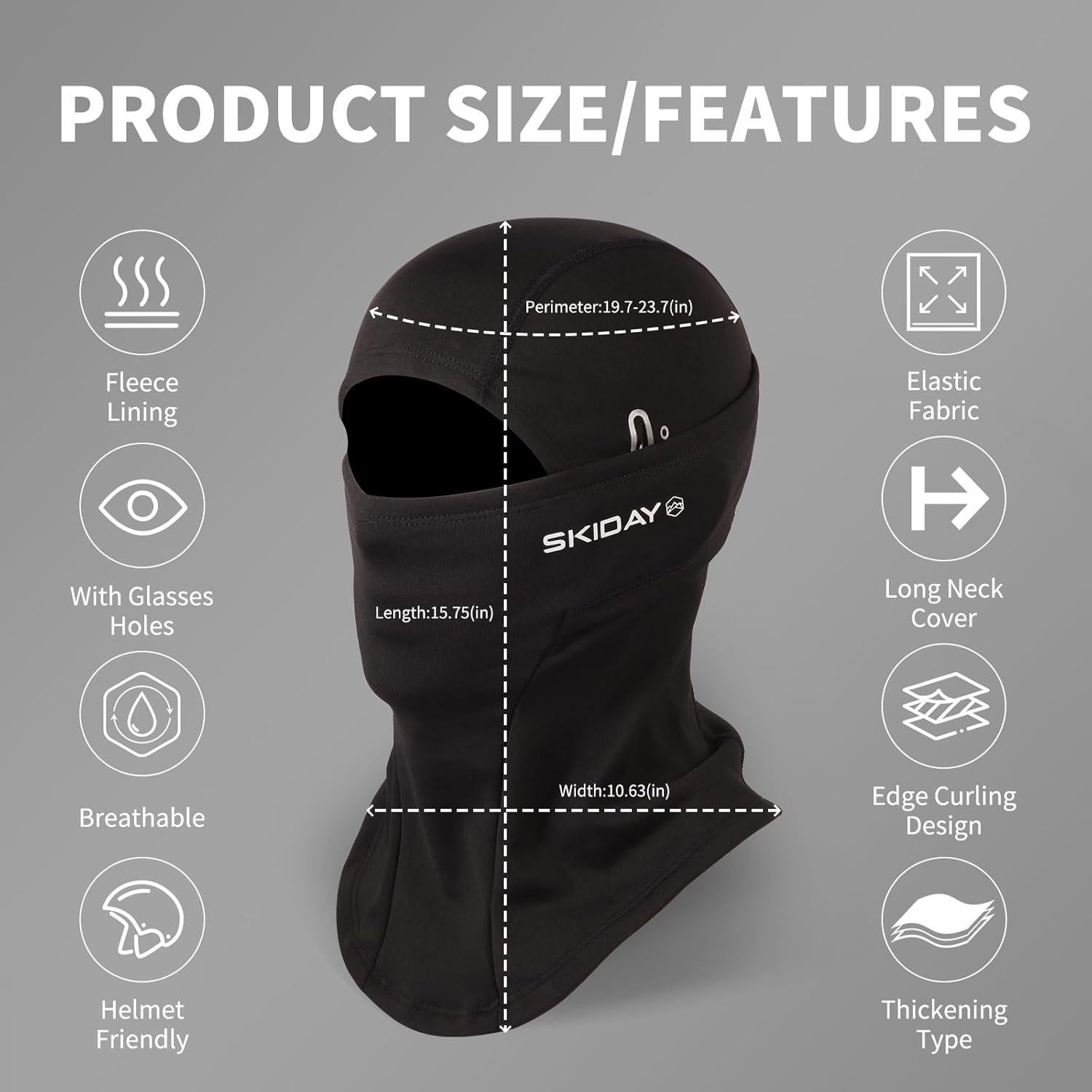Máscara Balaclava Térmica Unisex para Esquí y Motociclismo Negra