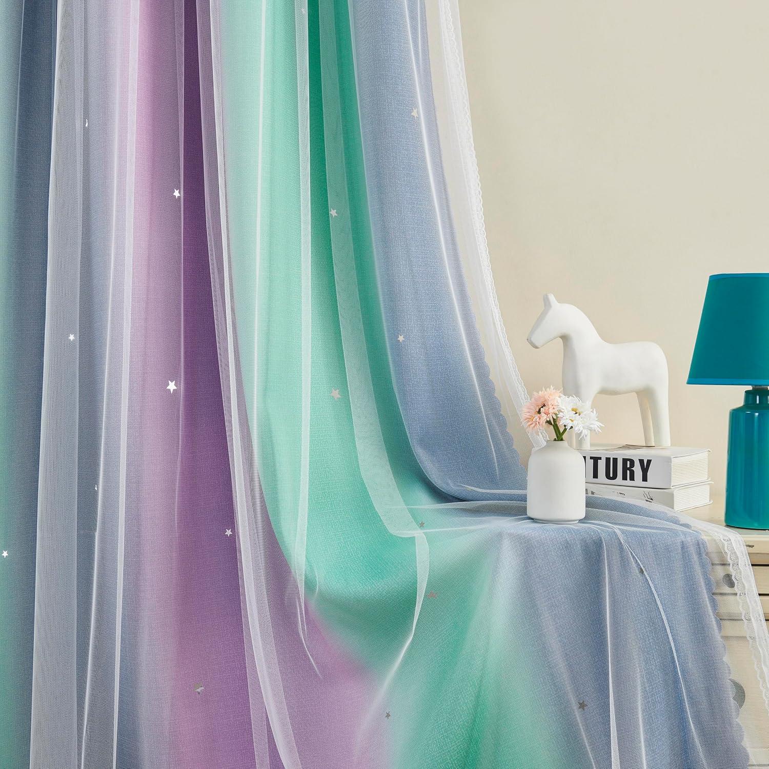 Cortina Arcoíris XiDi Morado Verde 182 cm x 86 cm 1 Panel