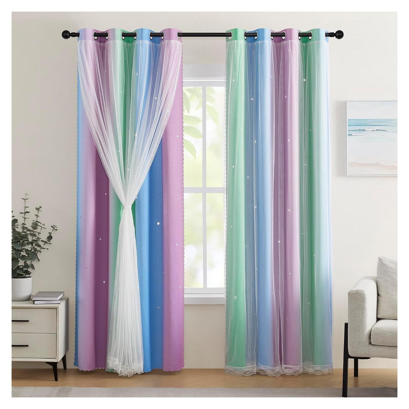 Cortina Opaca XiDi Arcoíris para Niños 86x213 cm 1 Panel