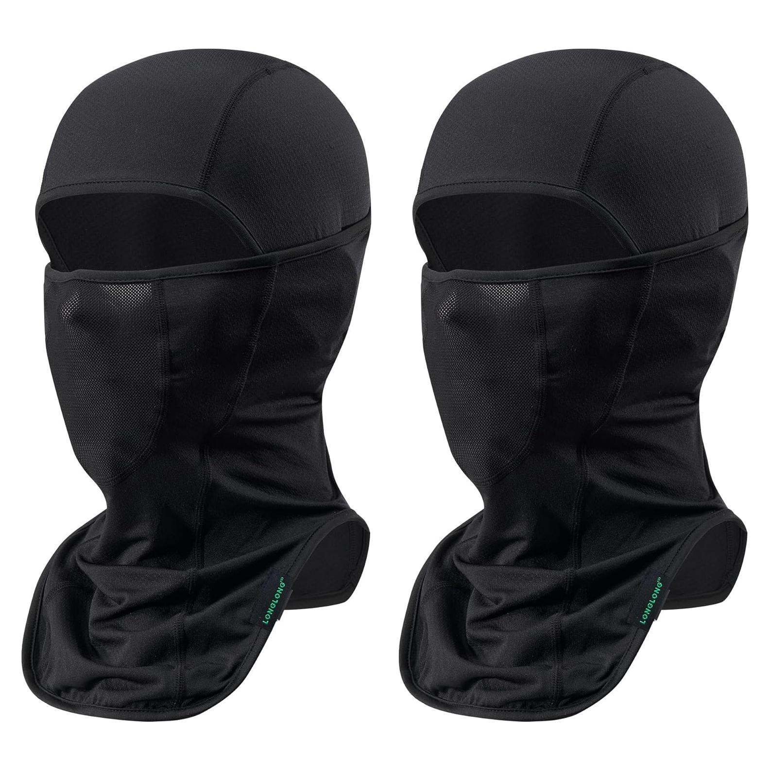LONGLONG Balaclava Facial Transpirable - 2 Piezas Negro