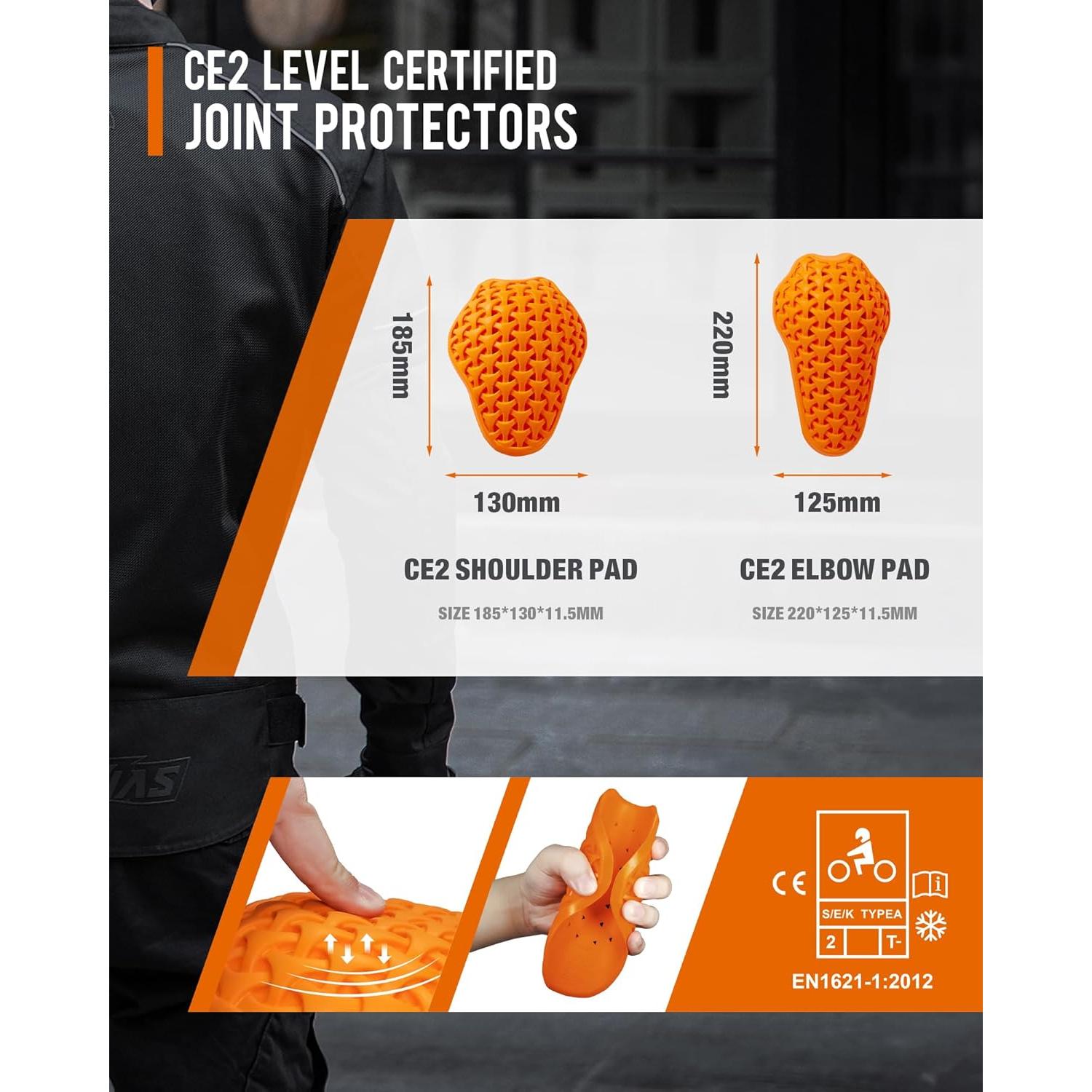 Almohadillas de Protección CE Nivel 1 y 2 BORLENI para Motocicleta